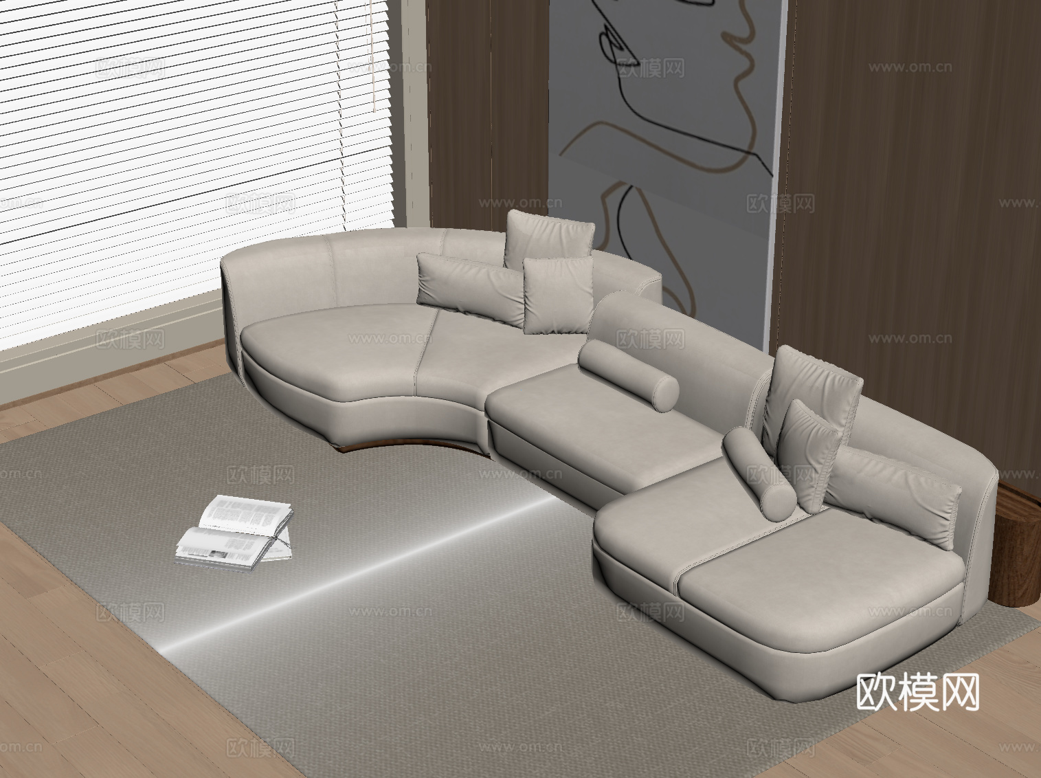 现代简约沙发 异形沙发 多人沙发su模型