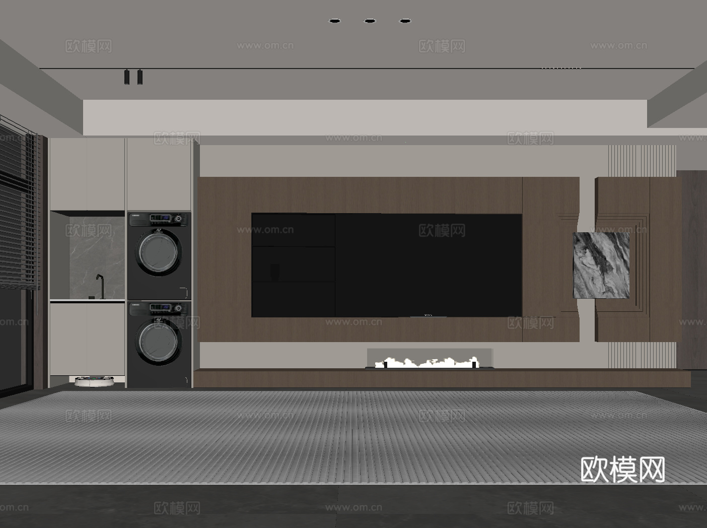 意式电视背景墙su模型