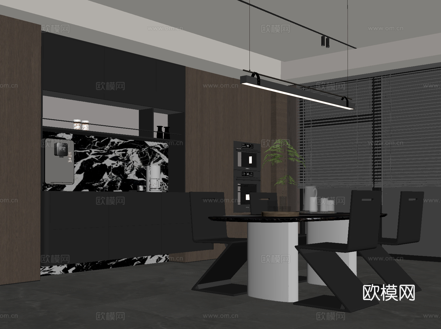 意式餐厅su模型