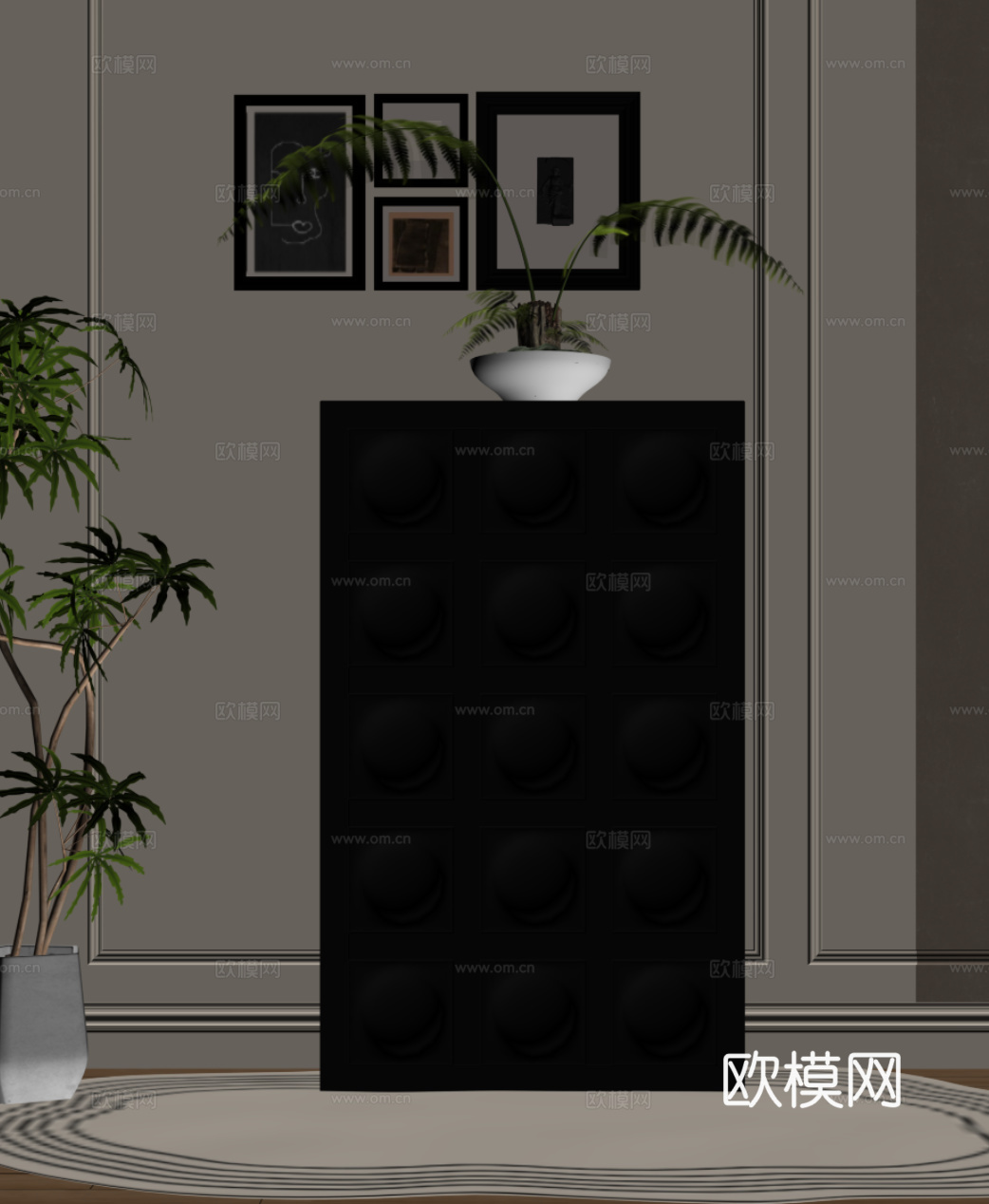 法式复古风边柜 斗柜su模型