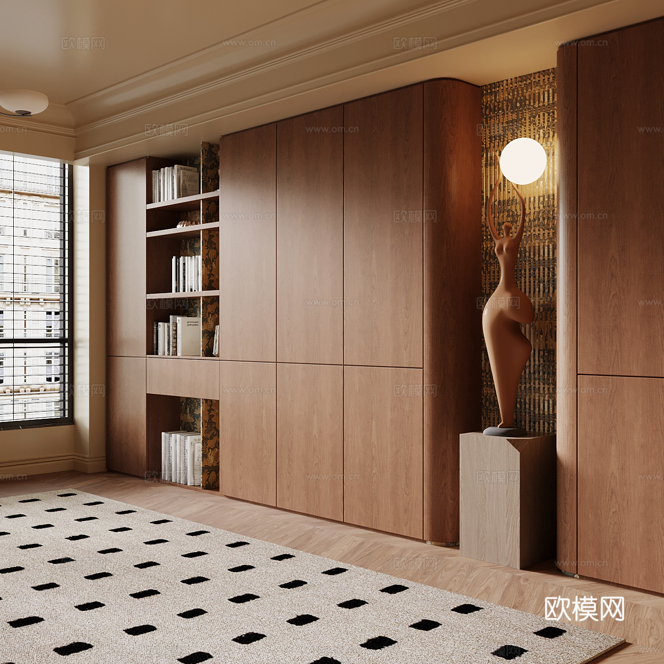 中古风书柜su模型