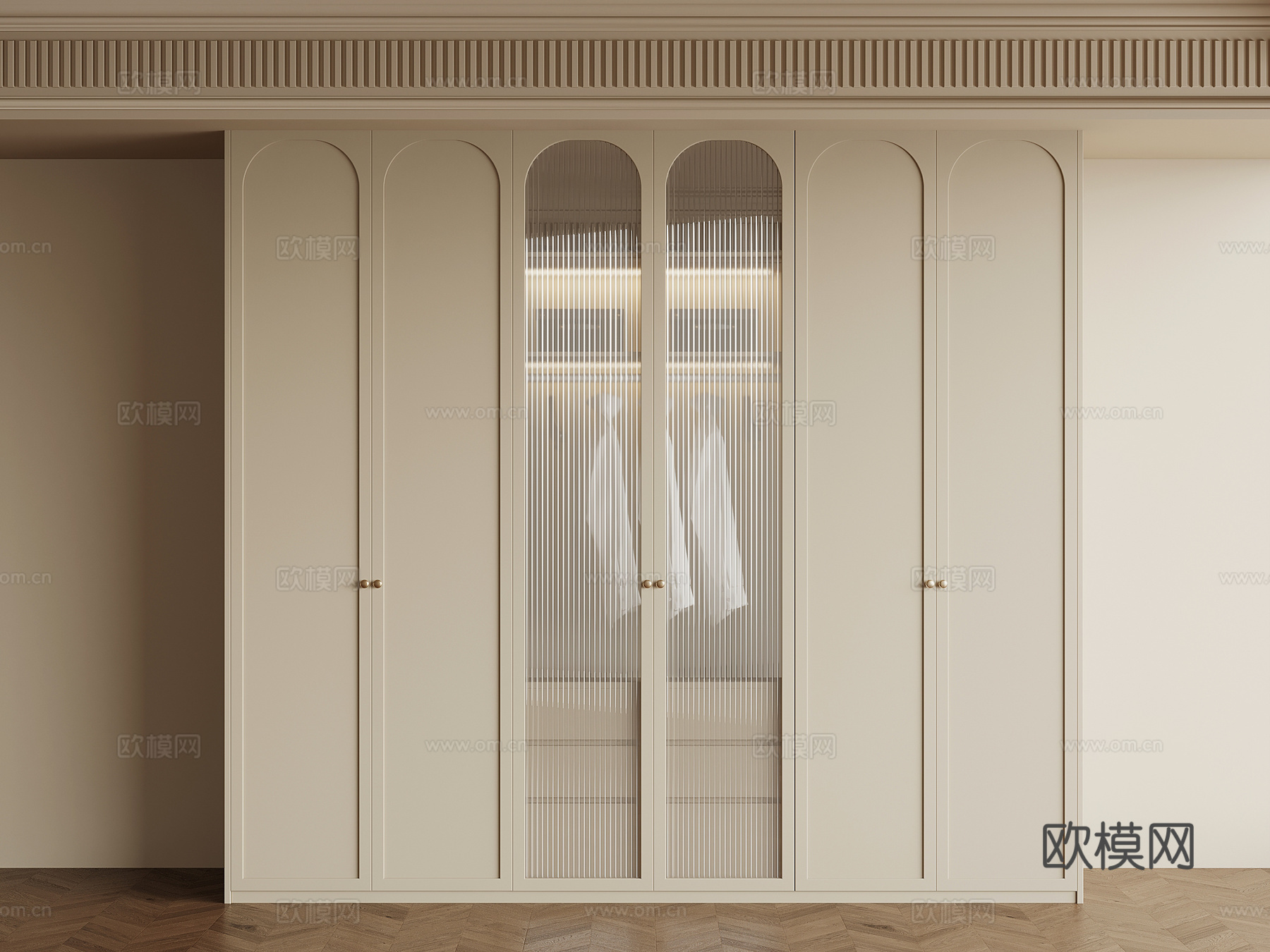 法式奶油风衣柜su模型