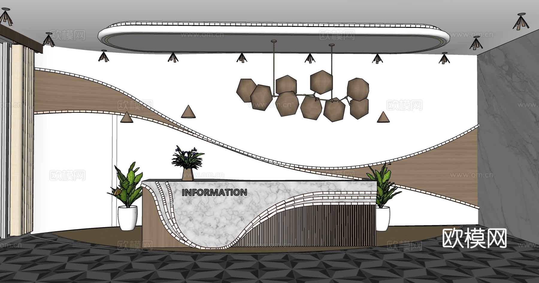 公司前台 现代简约风8su模型
