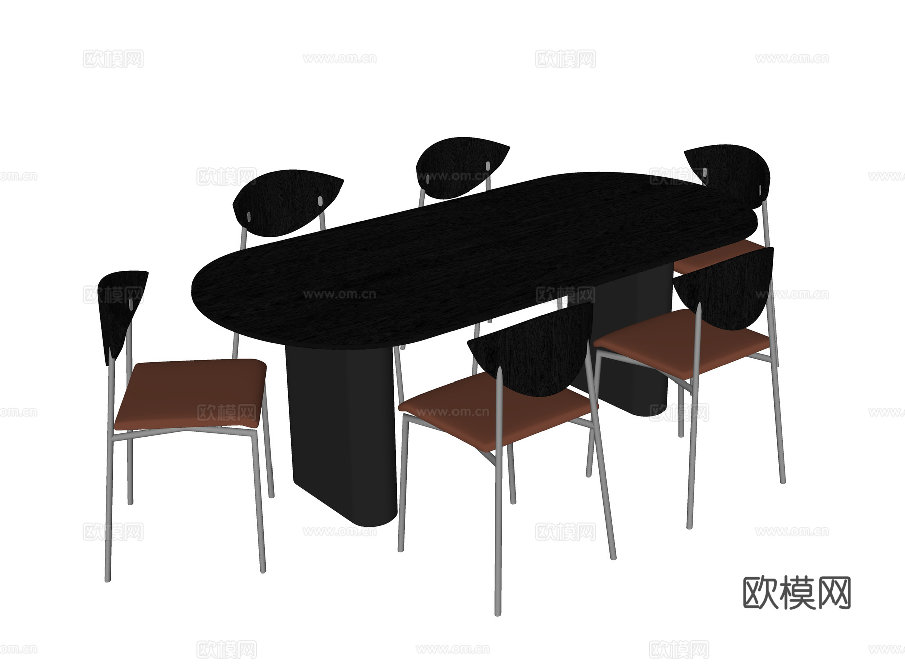 现代餐桌椅 餐椅 餐桌su模型
