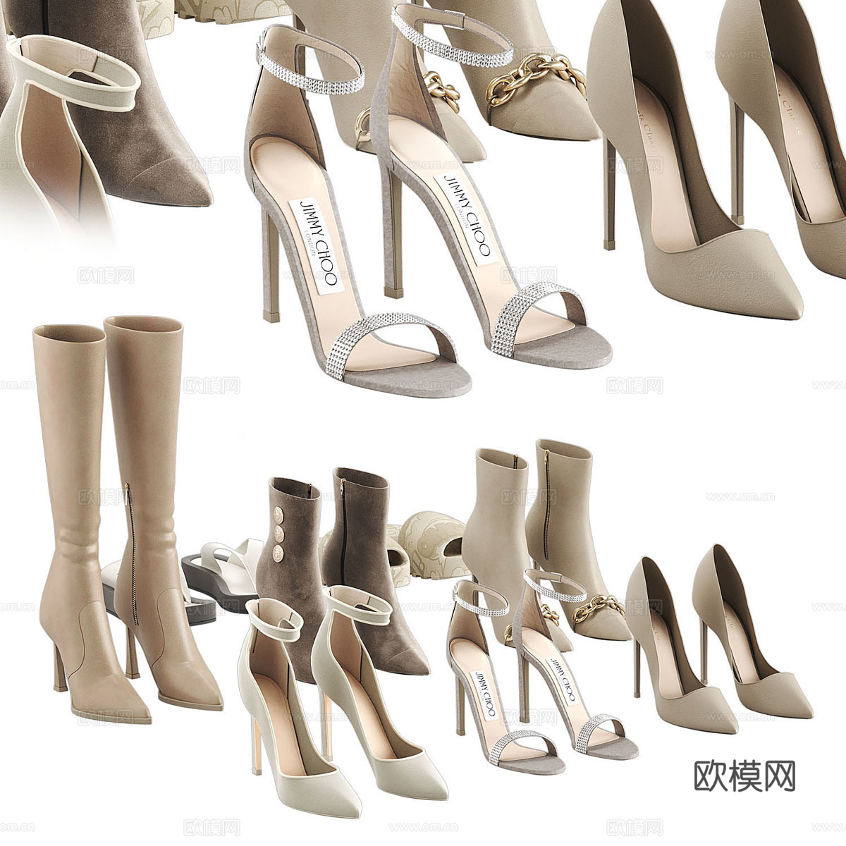 女鞋组合3d模型下载（渲染图2）