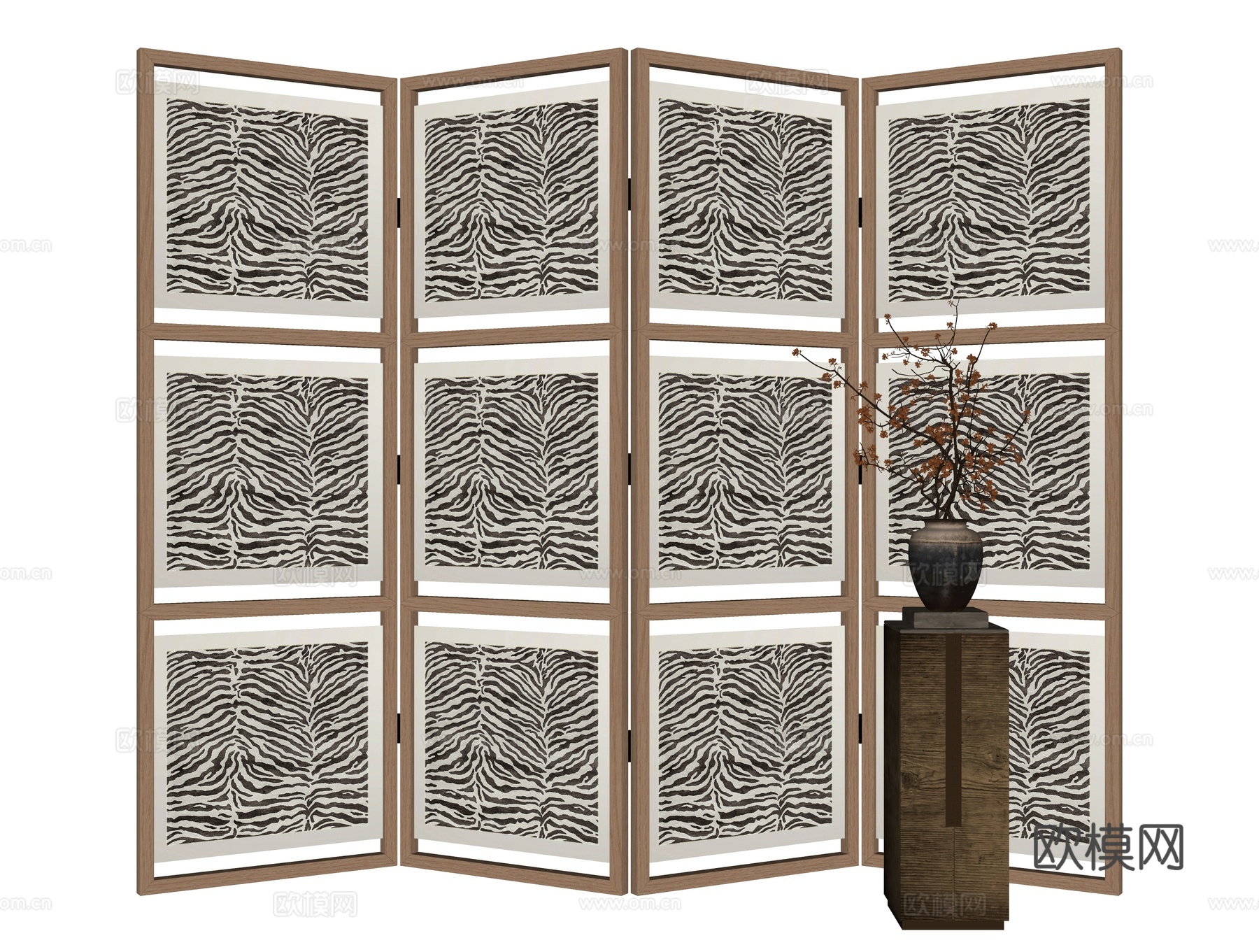 侘寂屏风隔断su模型