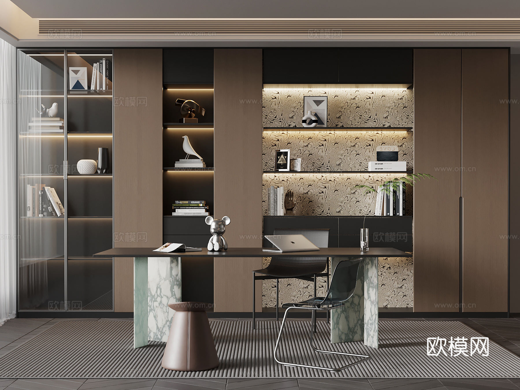 意式书房su模型