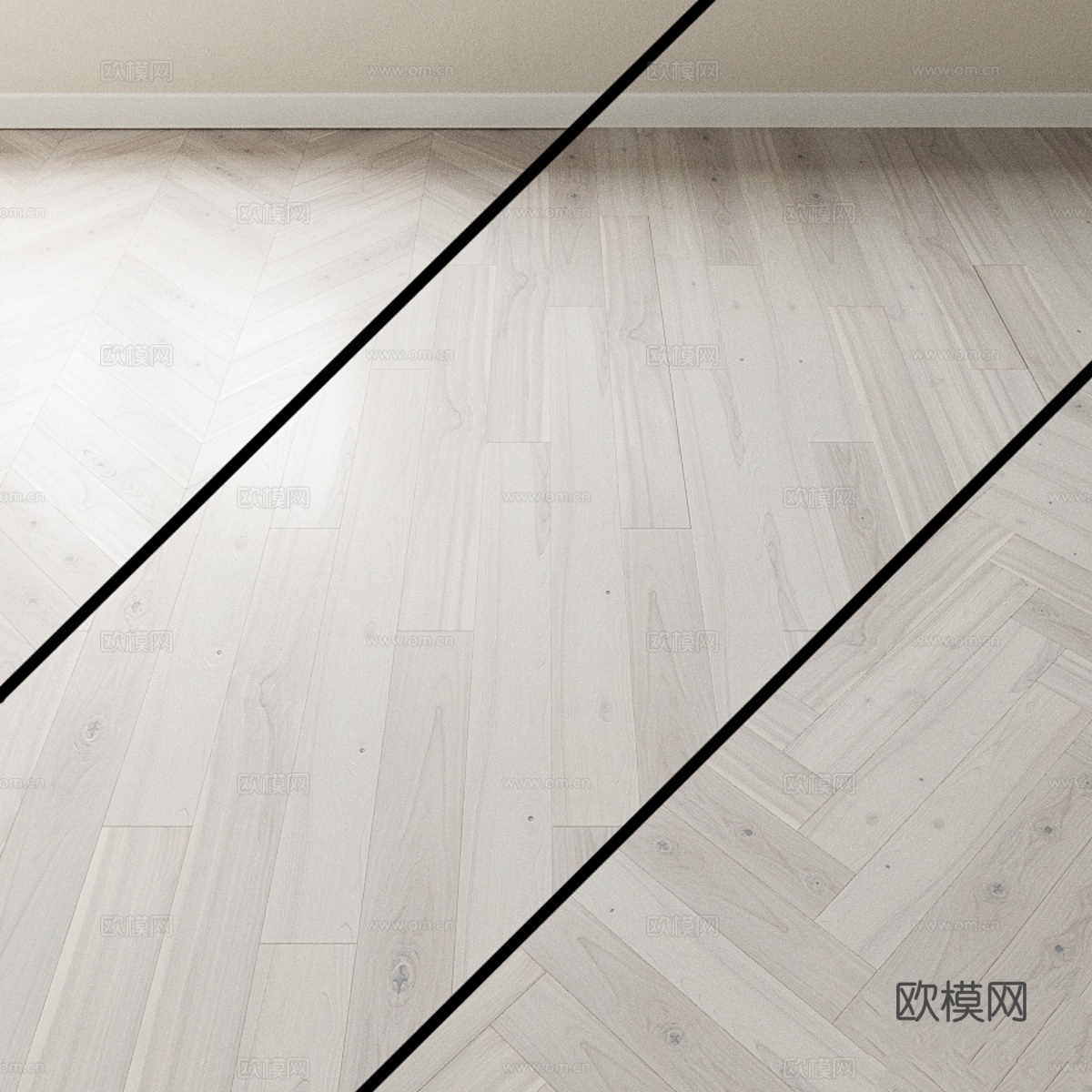 Coswick梣木拼花地板。Inspire Cloudy漂白3d模型