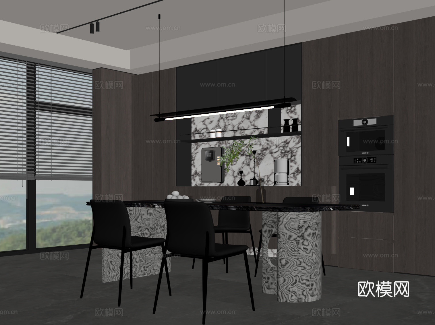 意式餐厅su模型