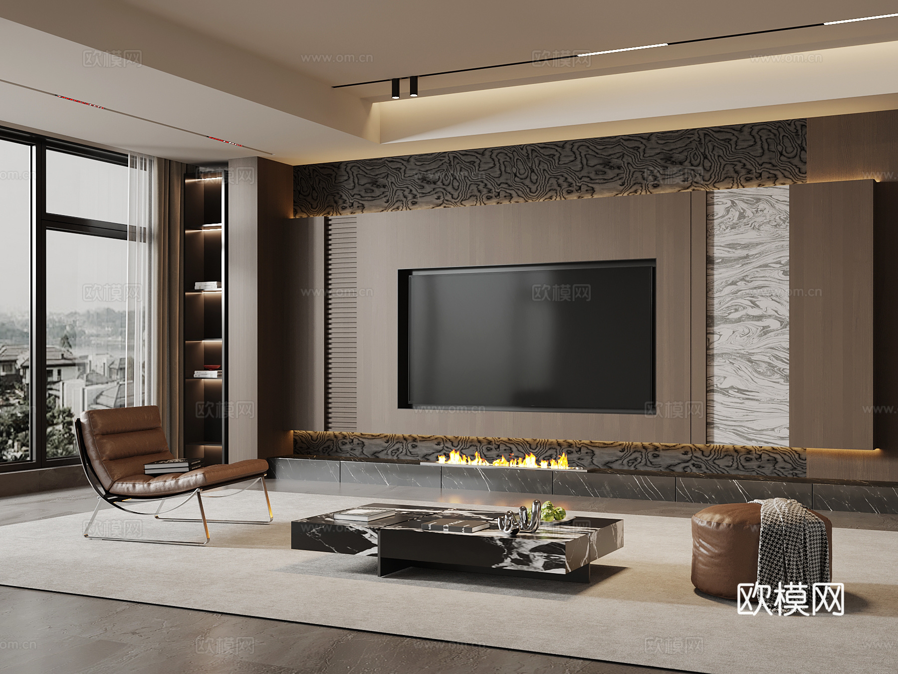 意式客厅su模型