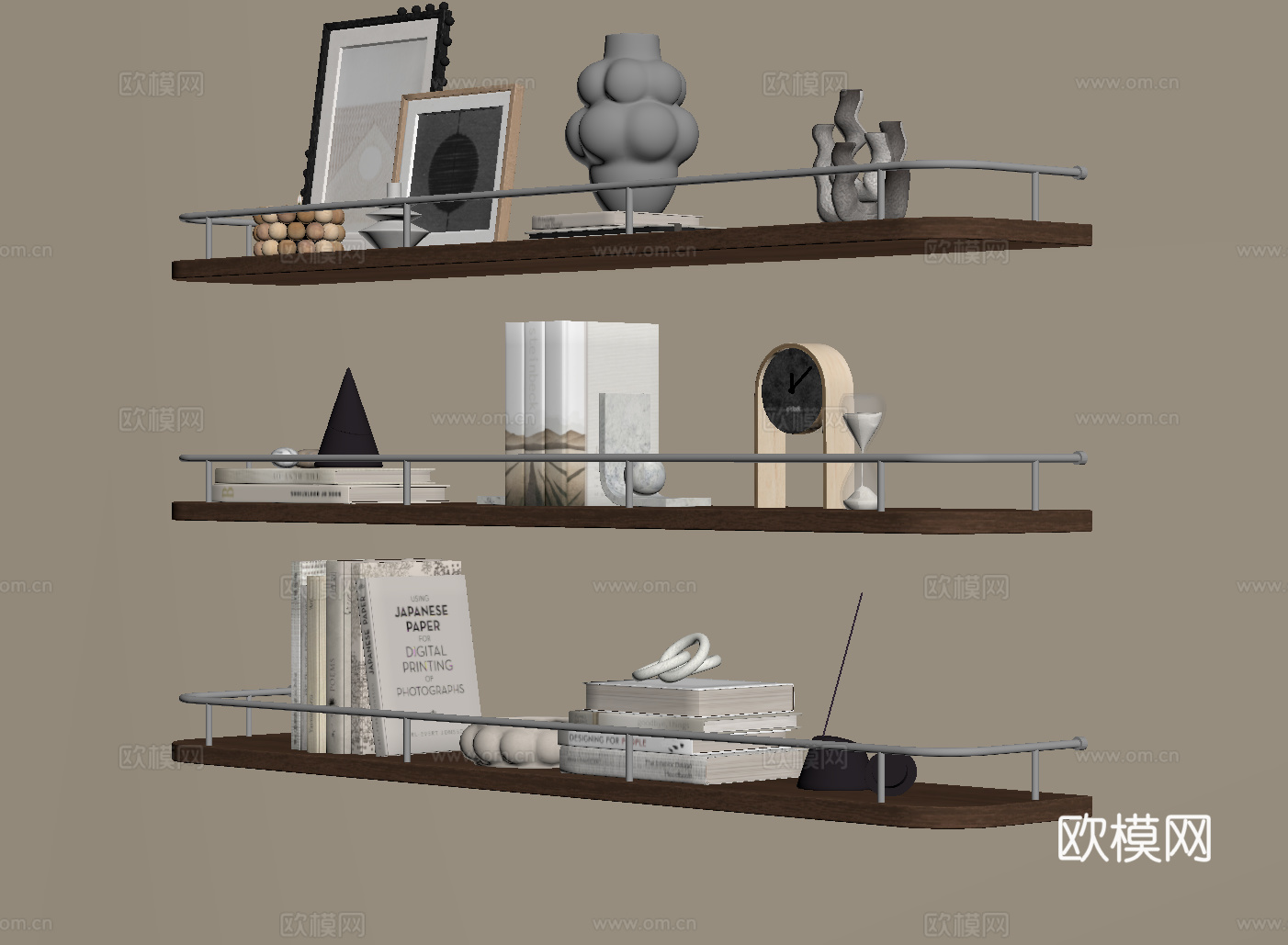 中古风置物架su模型