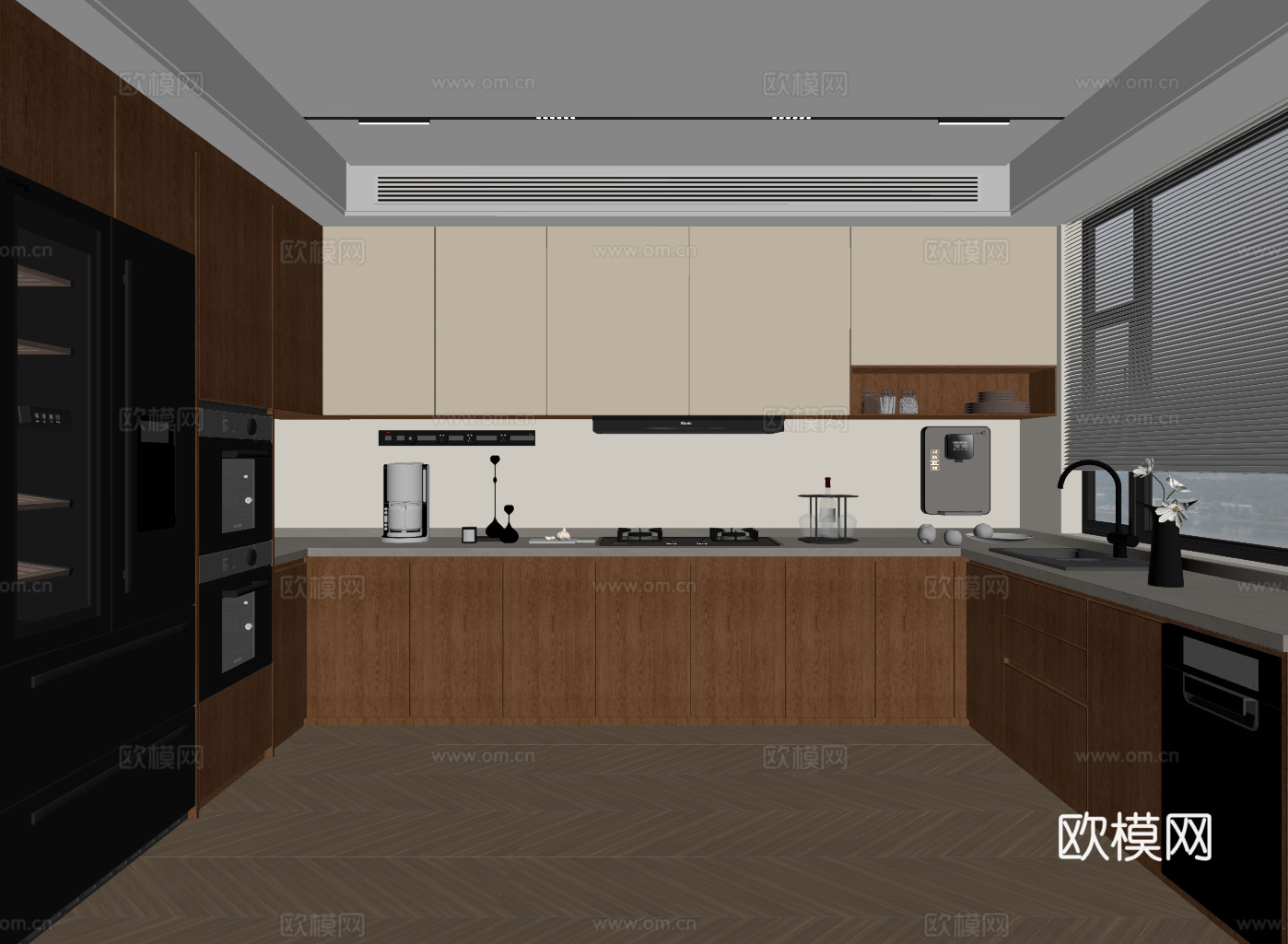 中古风厨房su模型