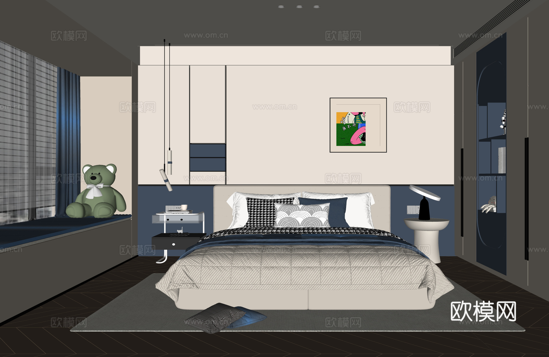现代男孩房 儿童房su模型