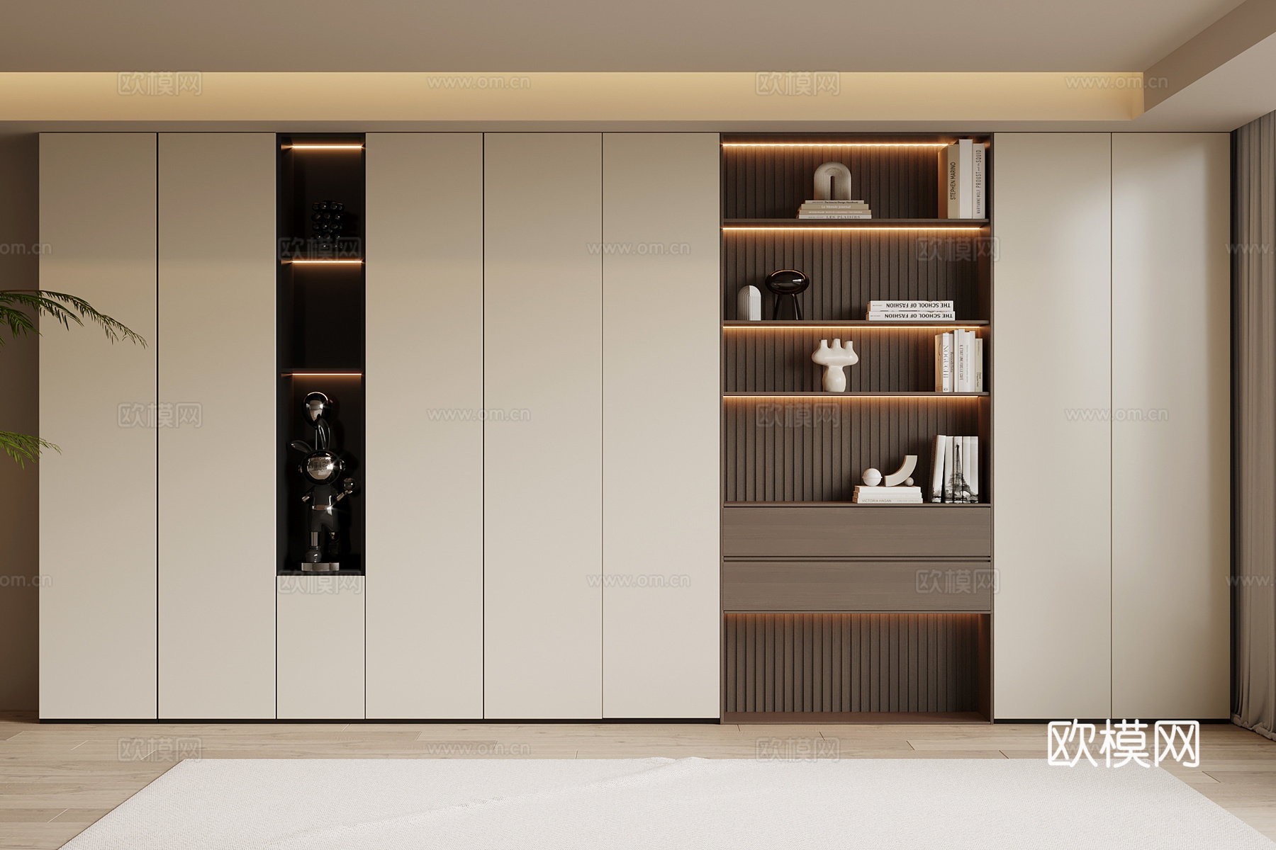 现代简约书柜su模型