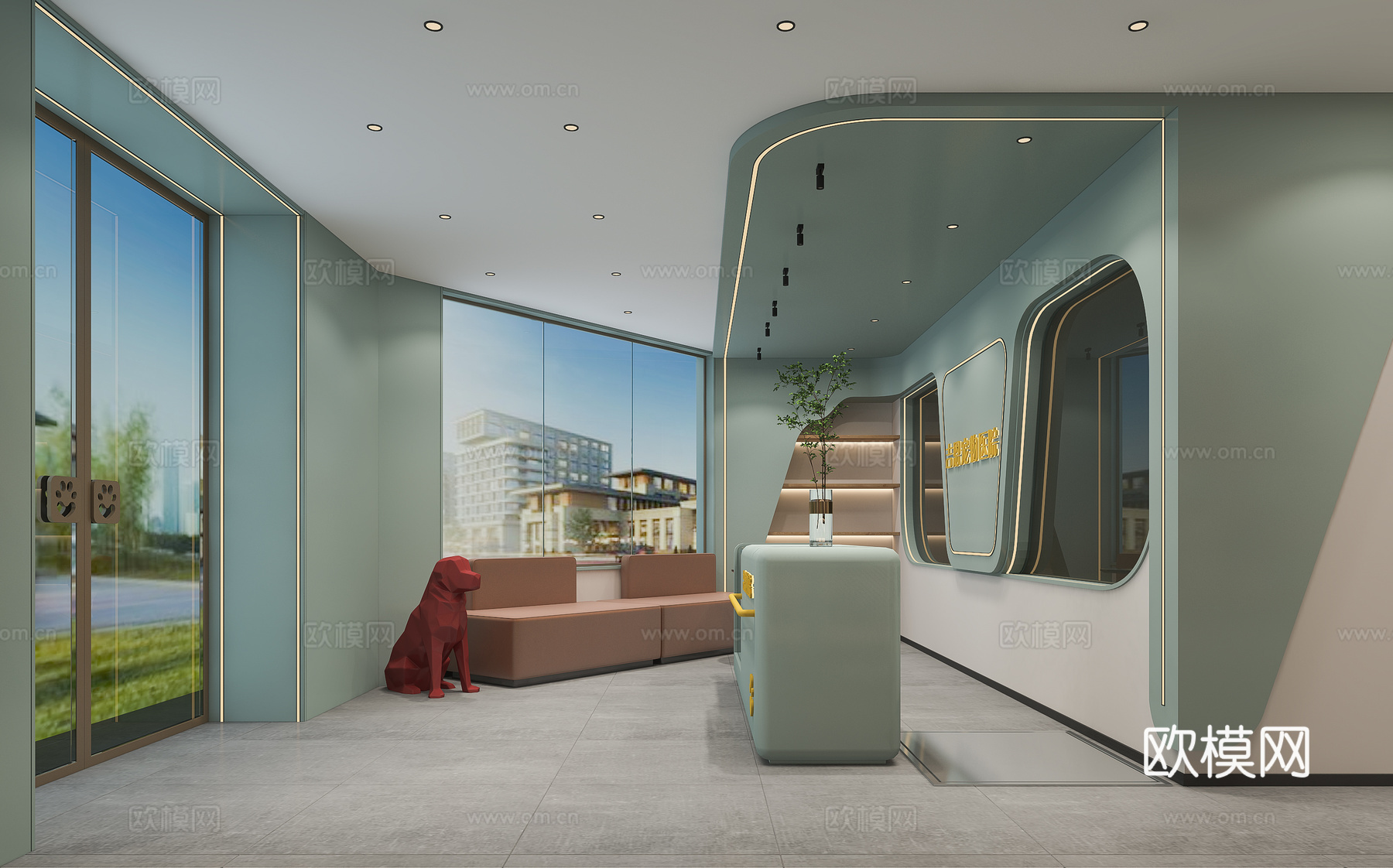 宠物医院货架吧台3d模型下载（渲染图2）