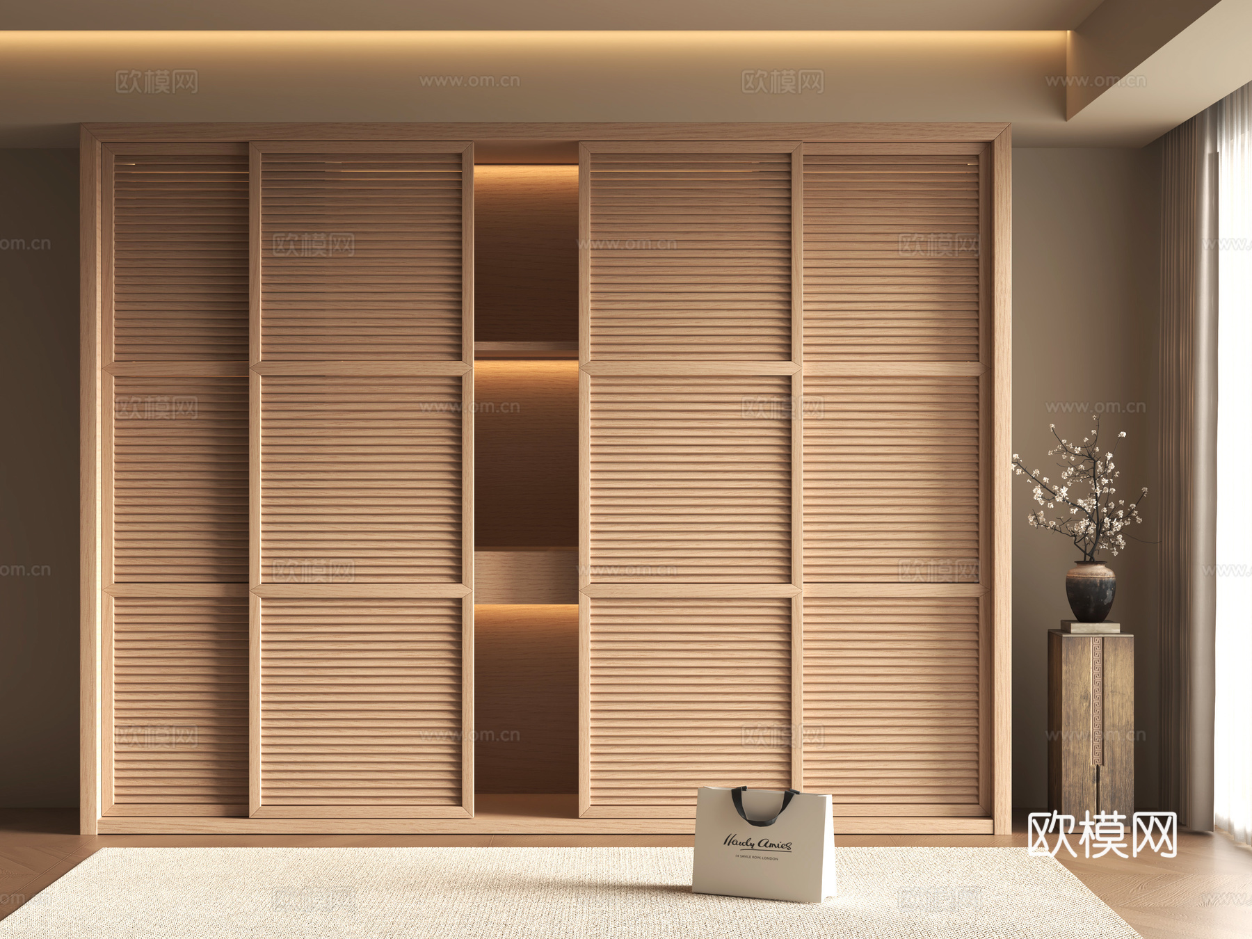 原木衣柜su模型