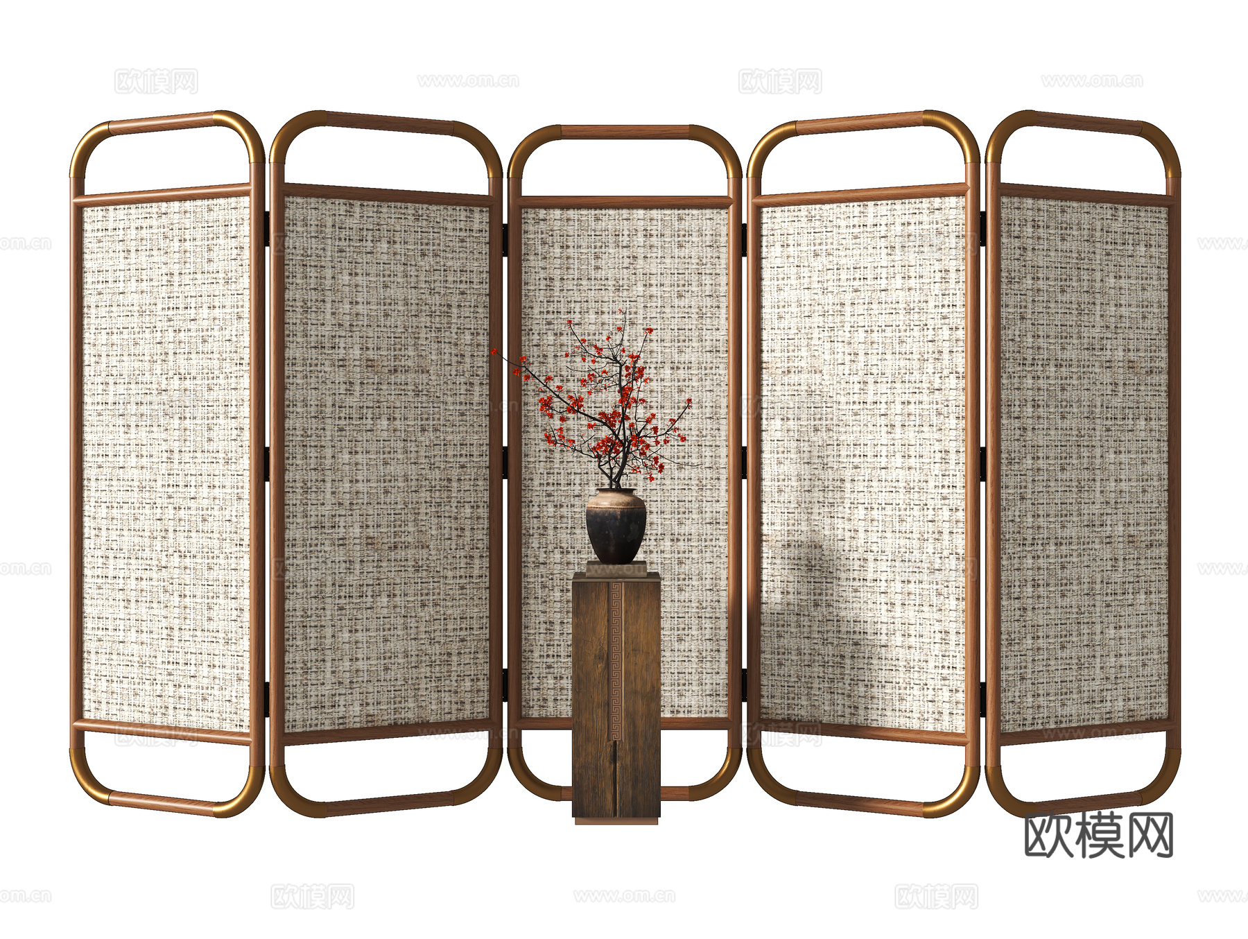 中古折叠屏风隔断su模型