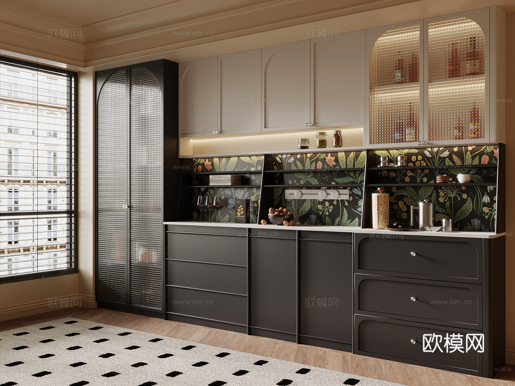 法式备餐柜su模型