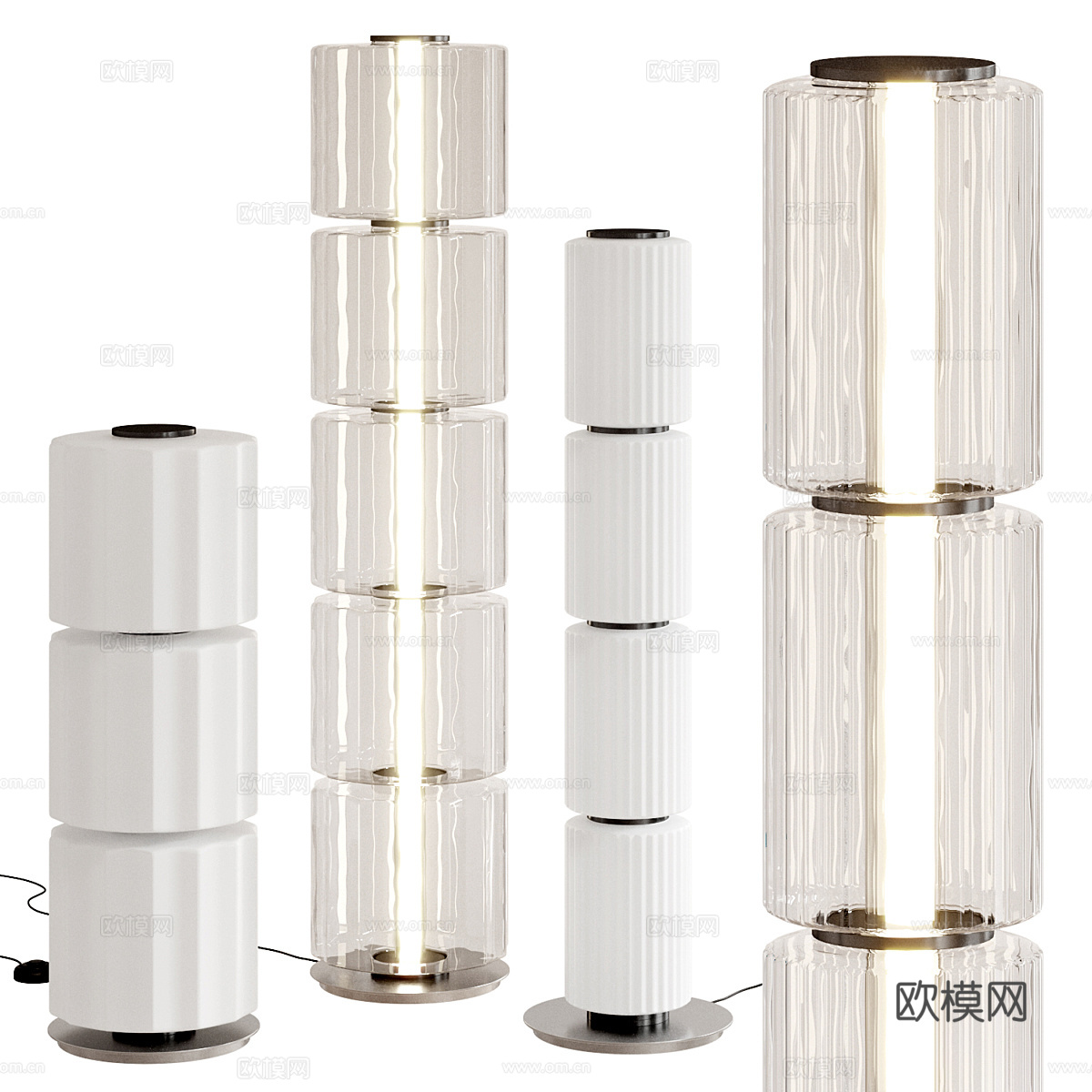 现代轻奢玻璃落地灯3d模型下载（渲染图1）