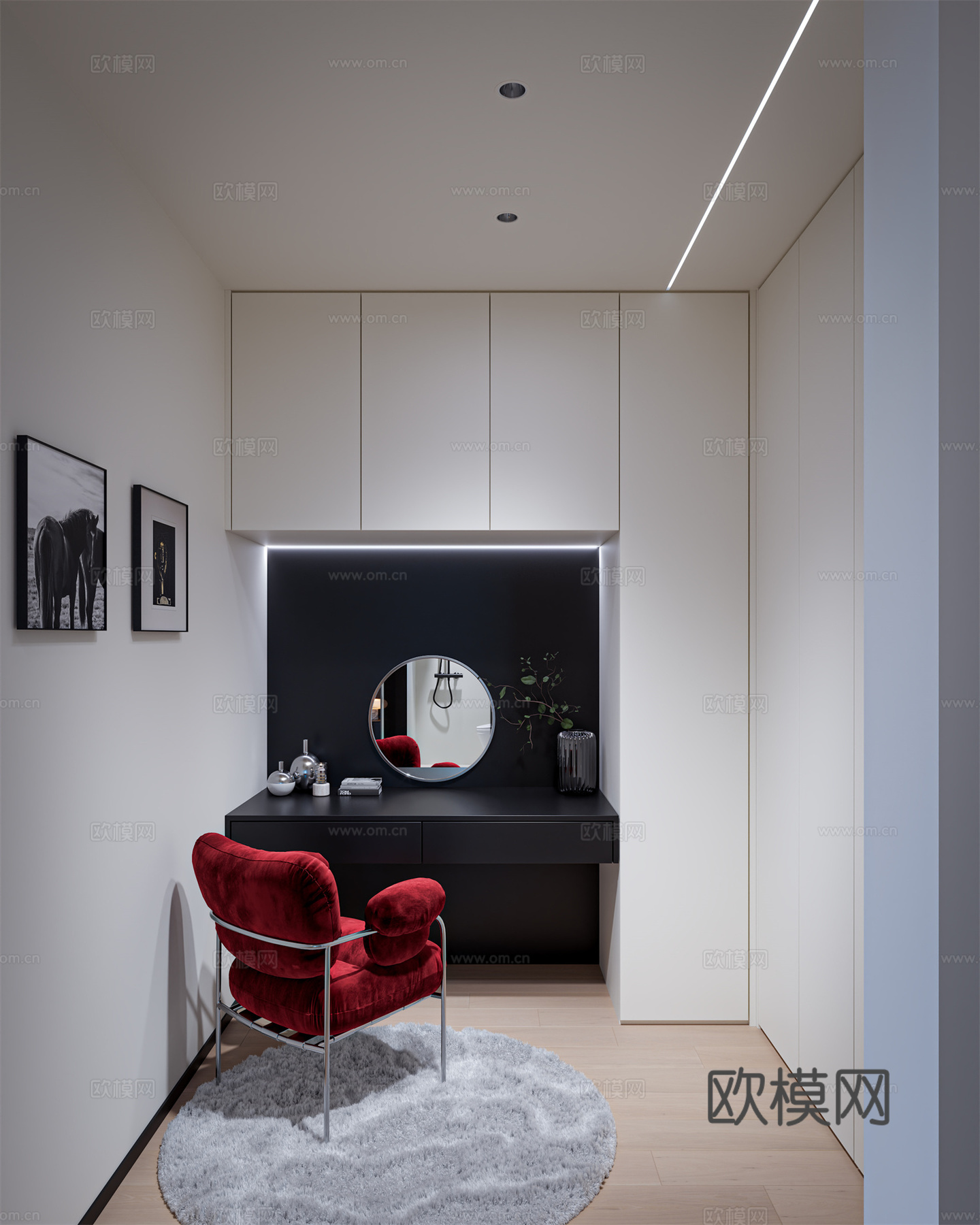 现代主卧全景3d模型