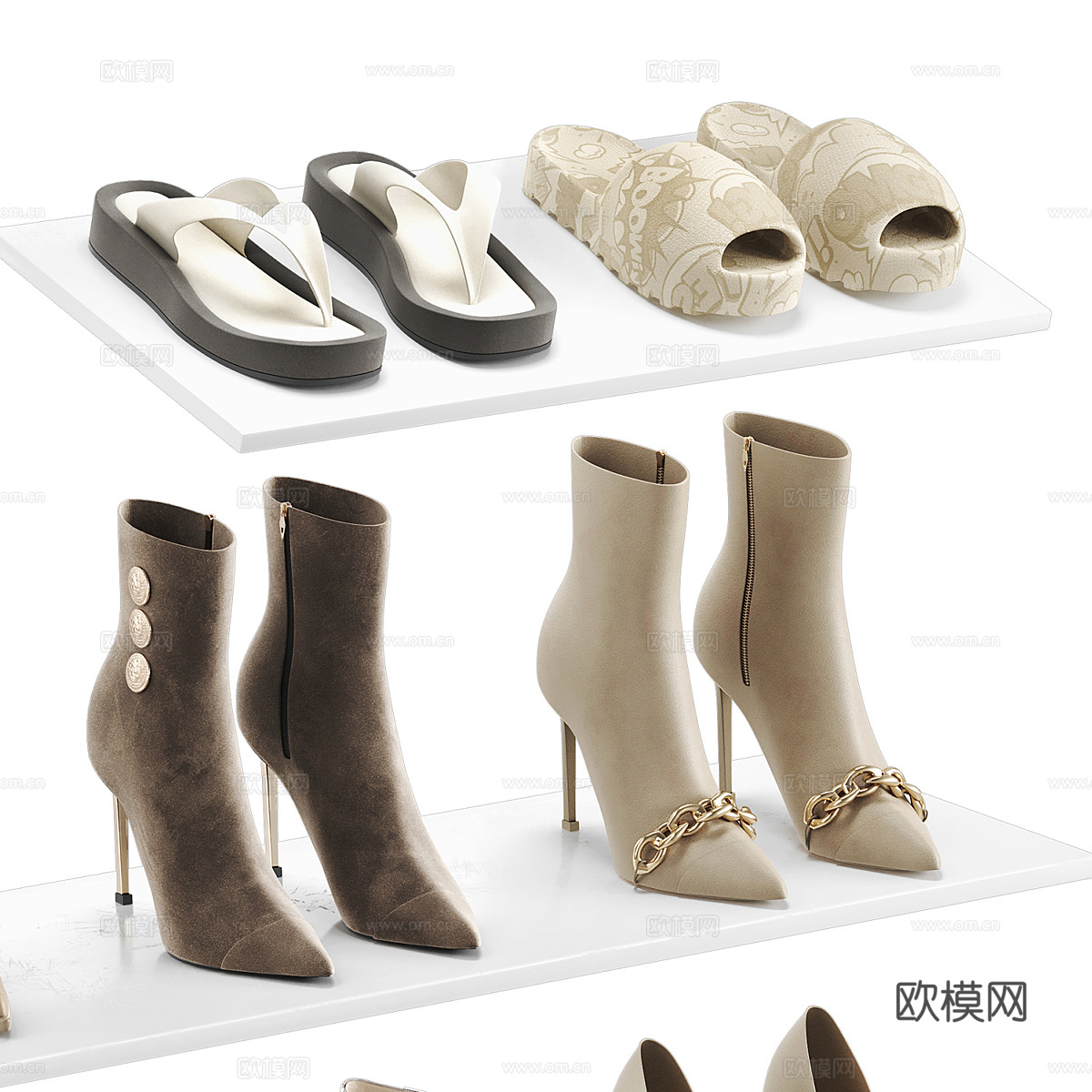 女鞋组合3d模型下载（渲染图4）