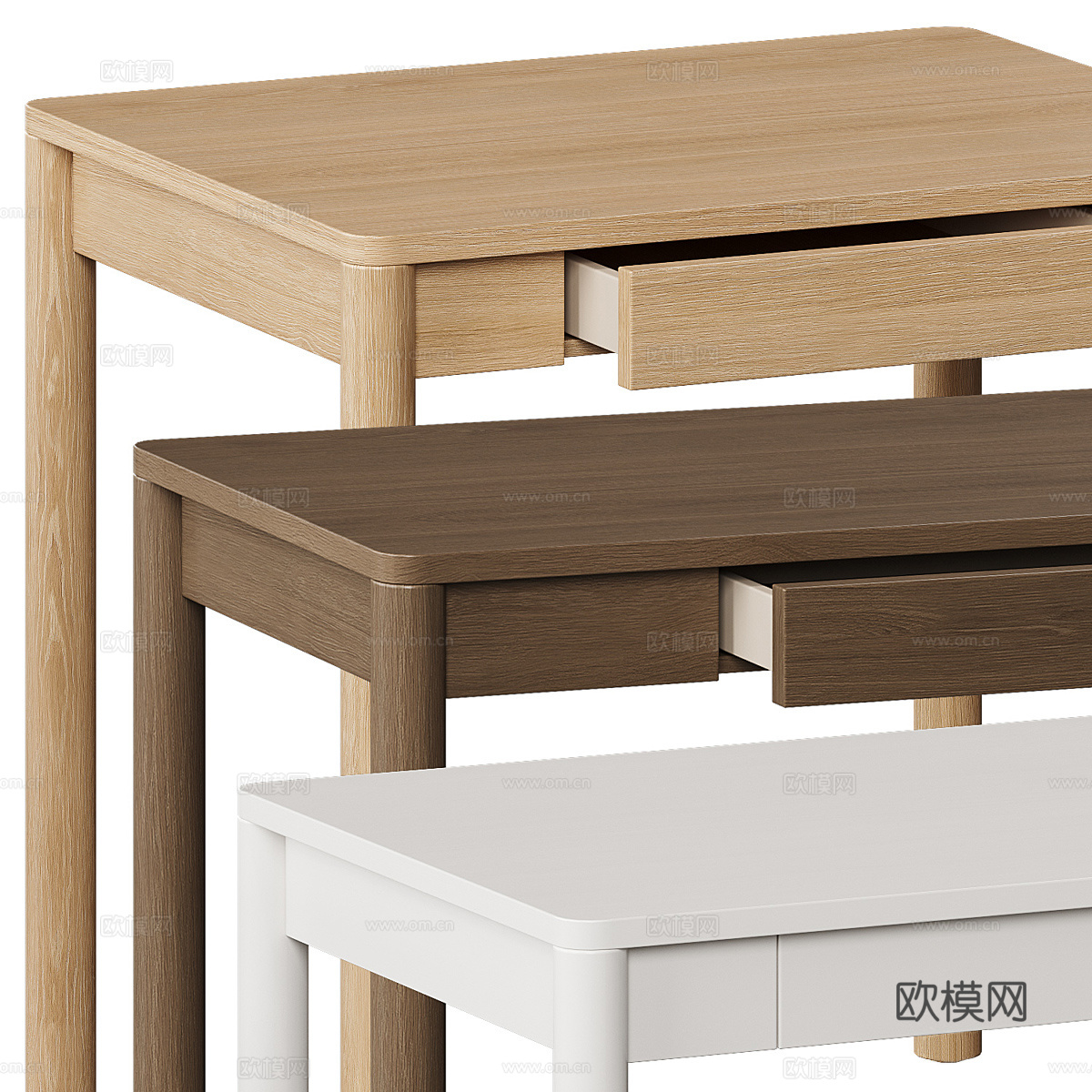 现代极简实木书桌3d模型
