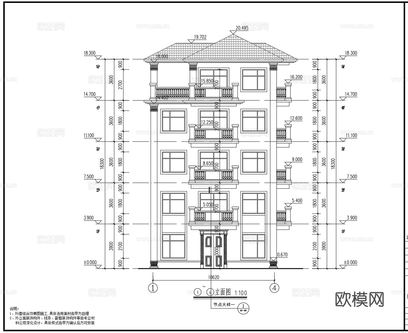欧式别墅cad施工图cad施工图