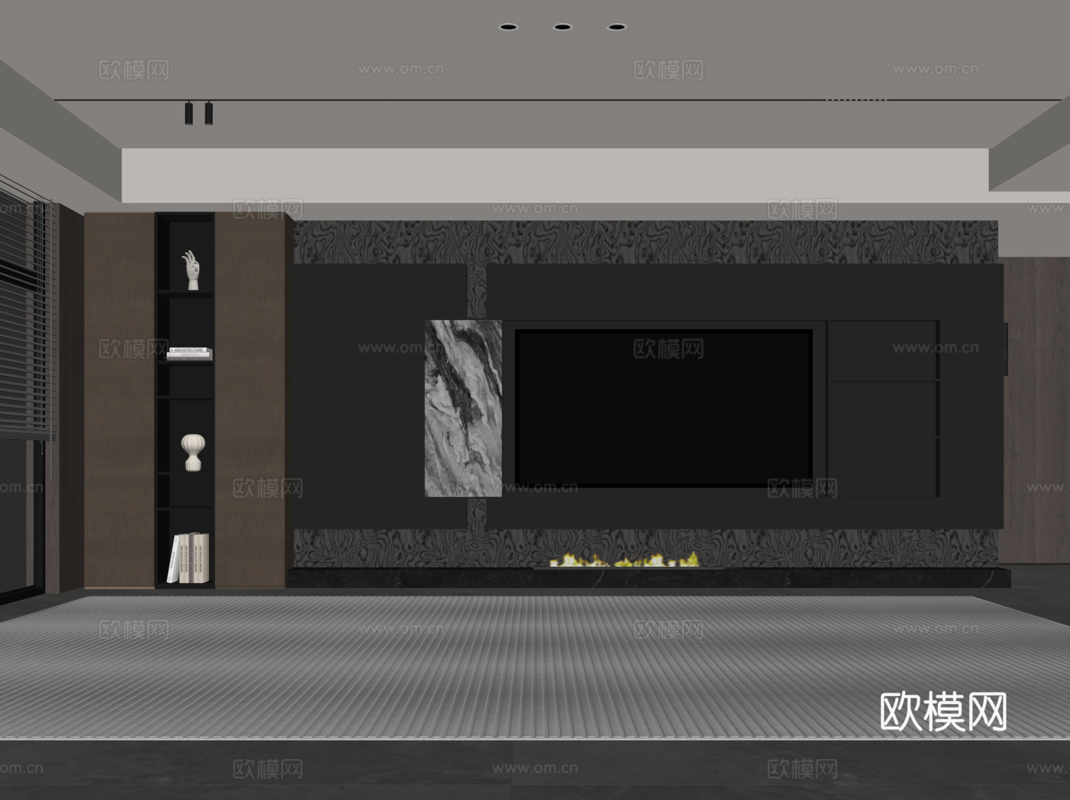 意式电视背景墙su模型