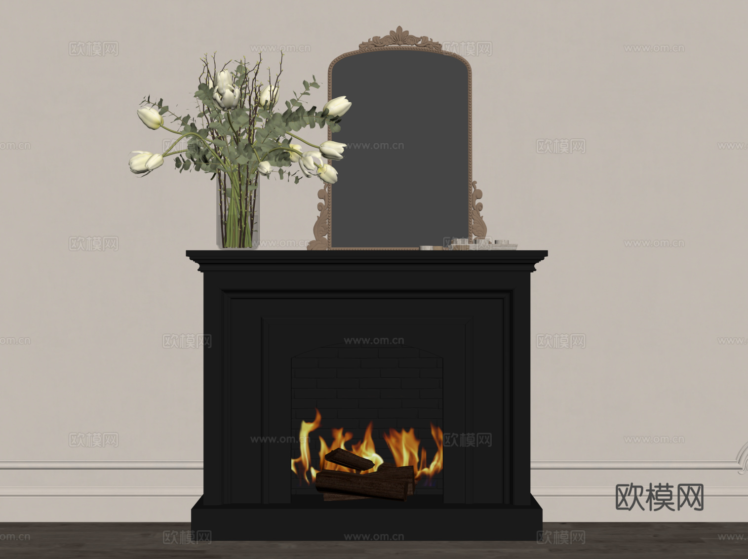 法式复古风壁炉su模型
