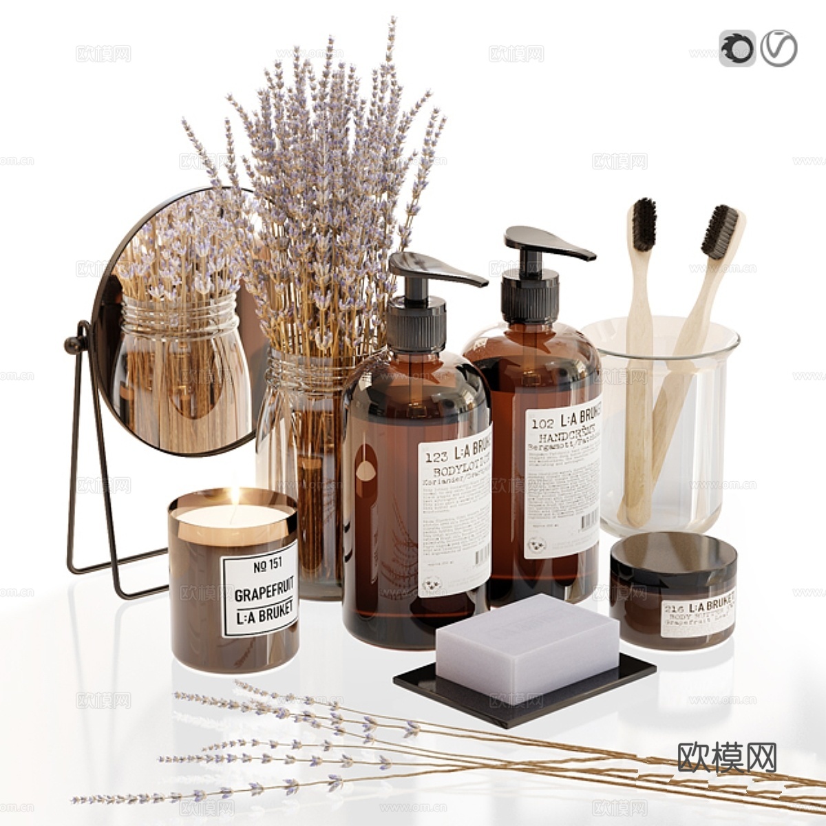 LA Bruket薰衣草浴室装饰套装3d模型