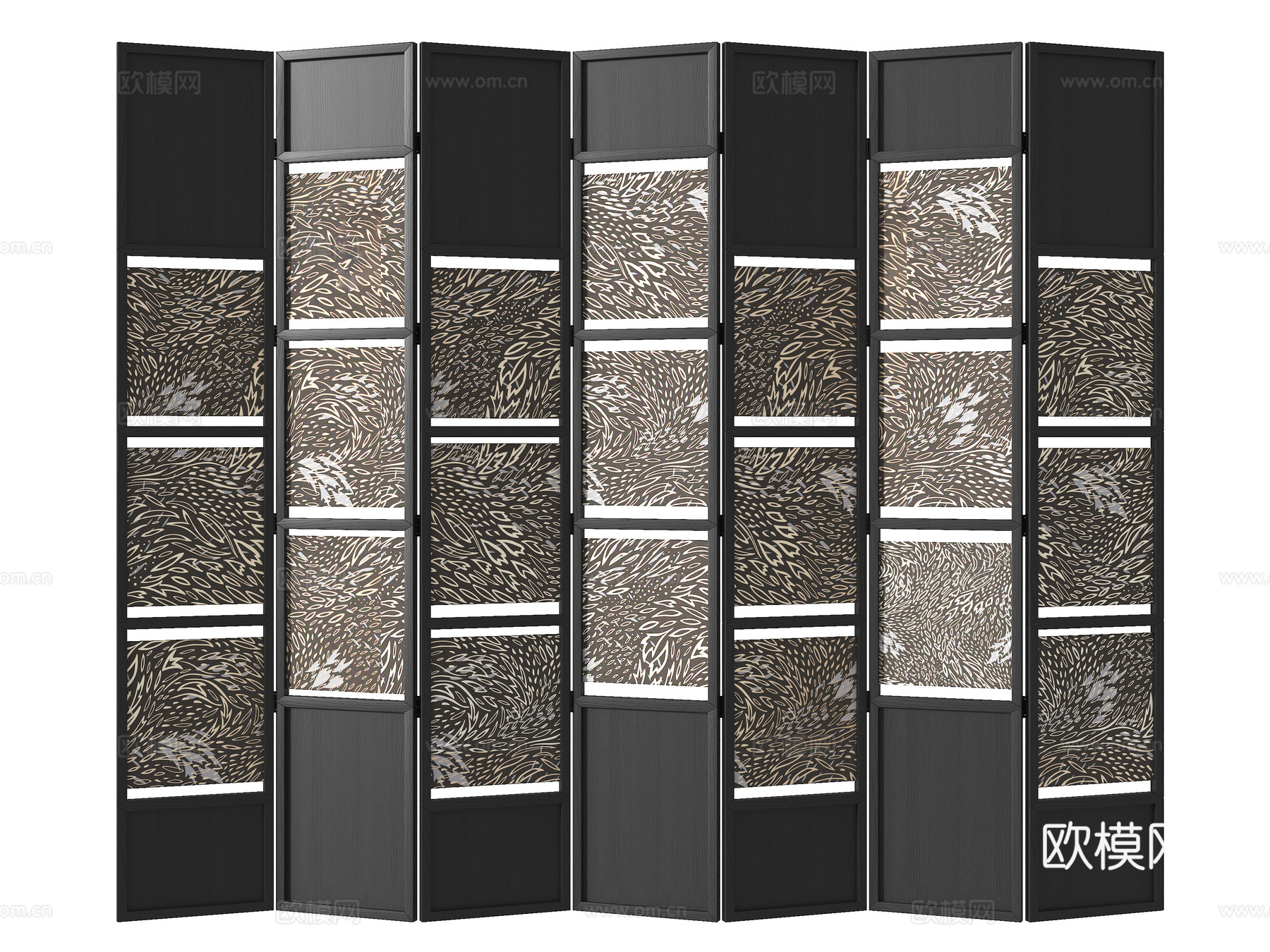 中古折叠屏风隔断su模型
