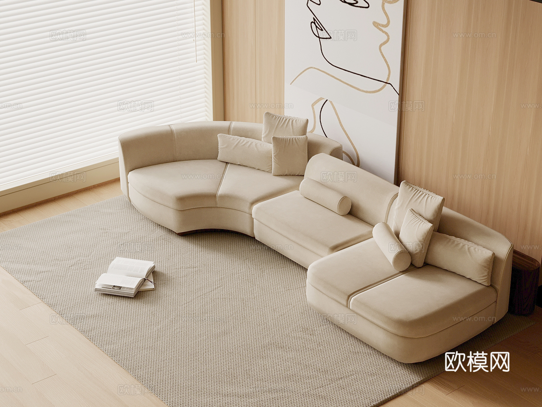 现代简约沙发 异形沙发 多人沙发su模型