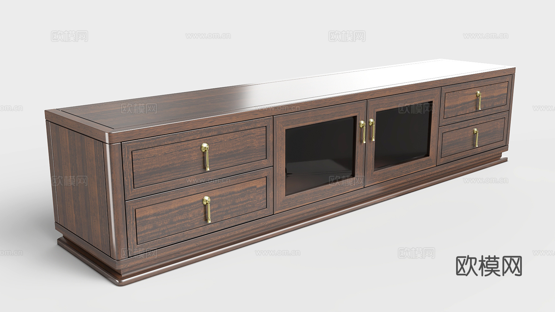 国潮新中式 轻奢新中式国奢新中式原木黑檀电视柜 客厅电视柜3d模型下载