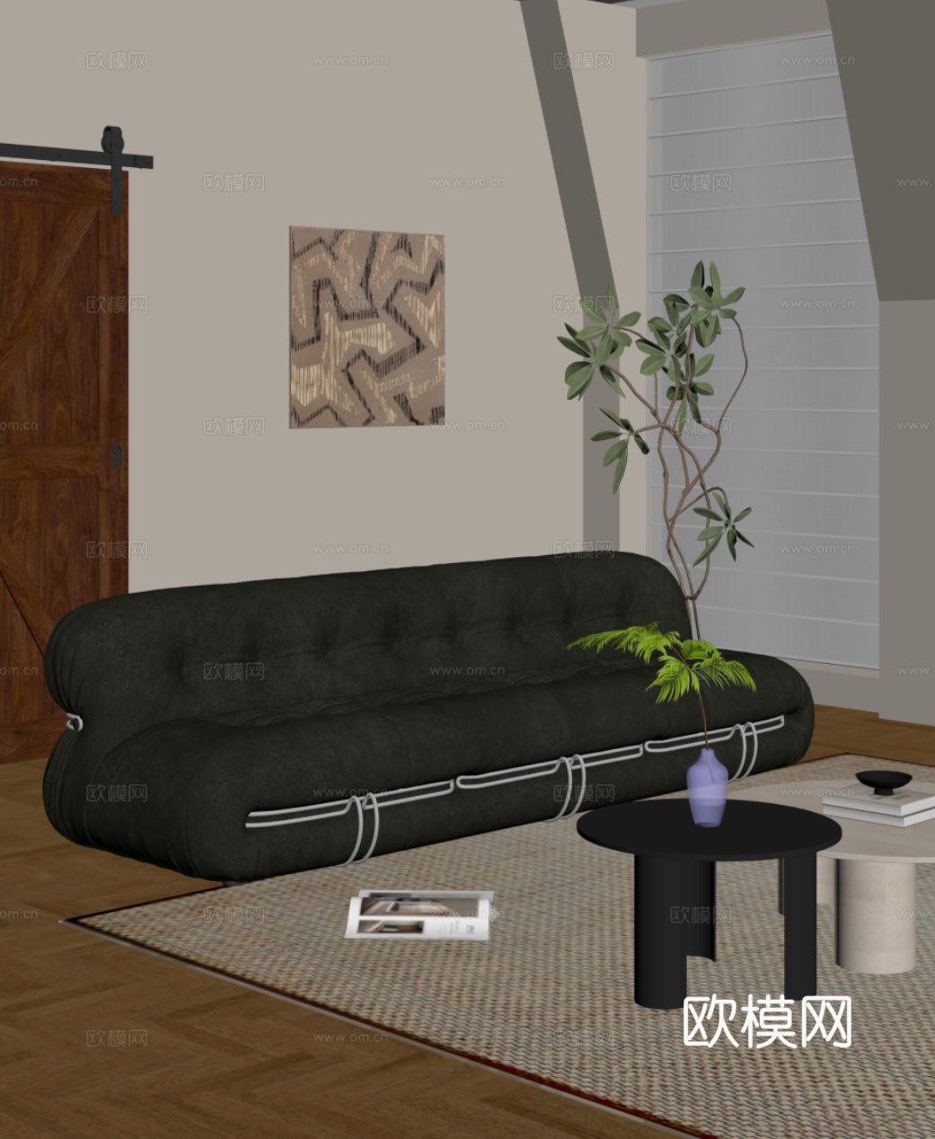 法式复古风沙发 多人沙发su模型