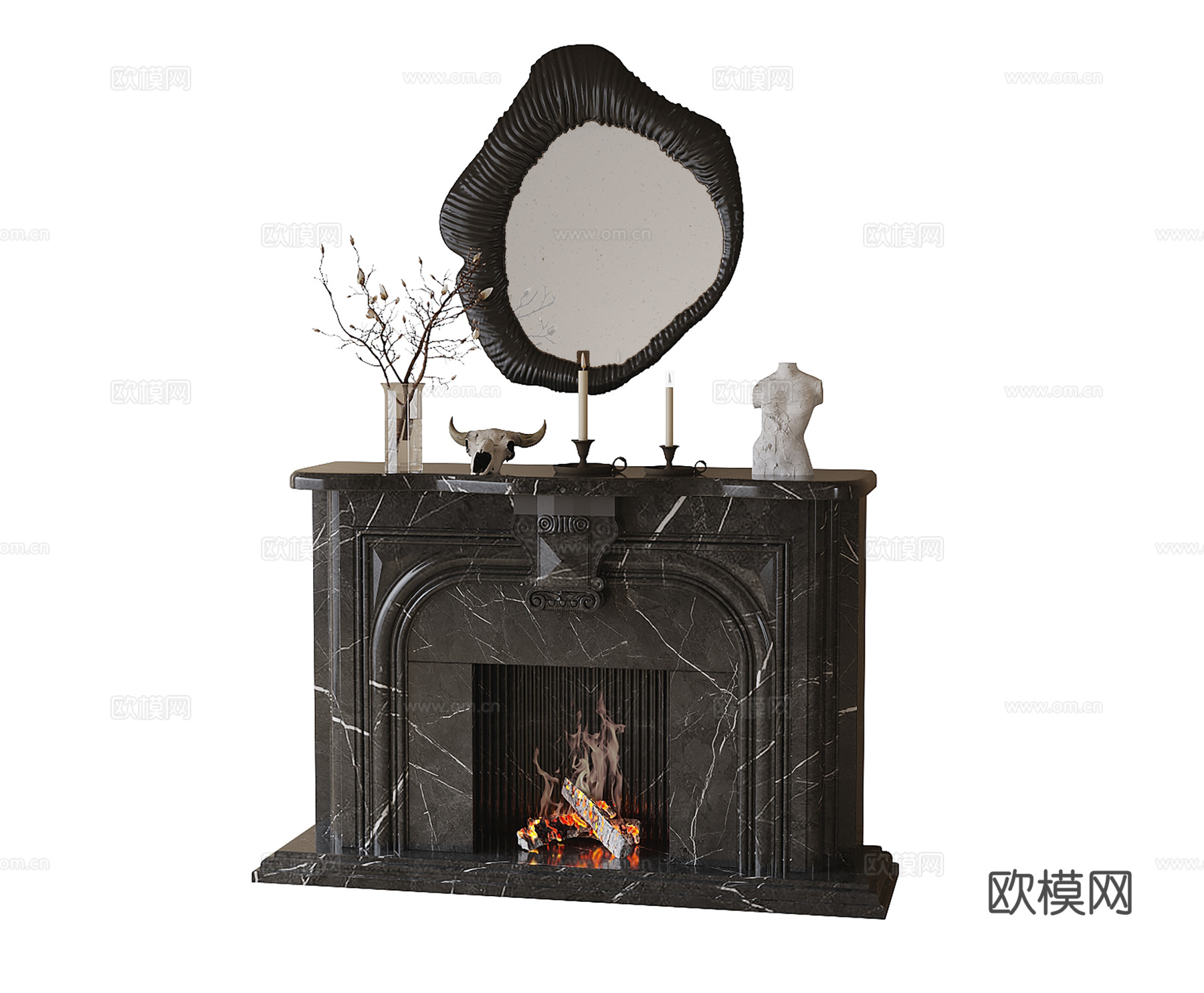 现代壁炉su模型