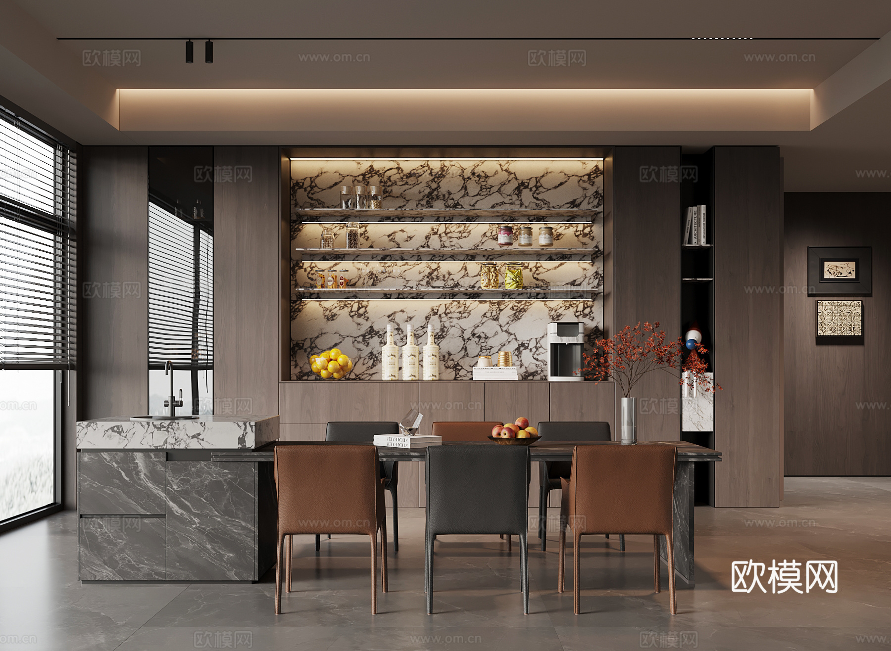 意式餐厅su模型