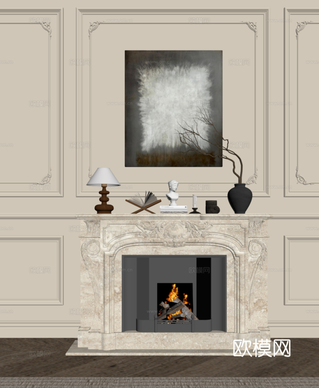 法式复古风壁炉su模型