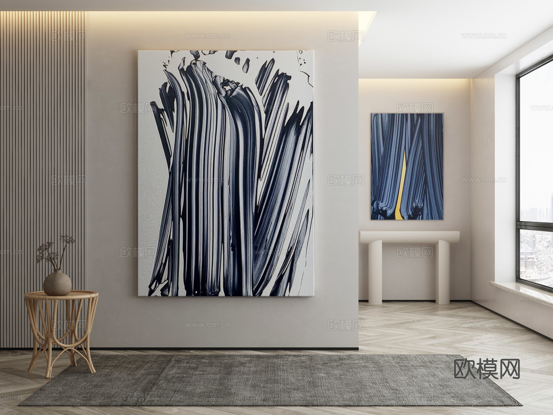 现代侘寂挂画 油画3d模型