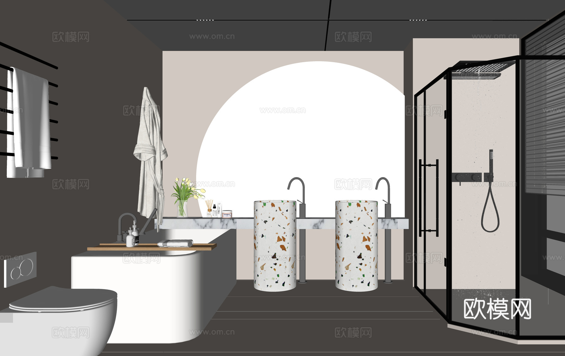 现代卫生间 洗手台 别墅卫生间su模型