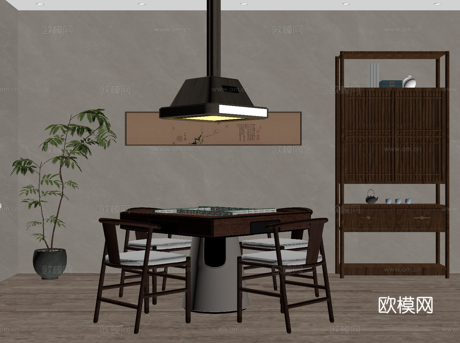 新中式麻将su模型