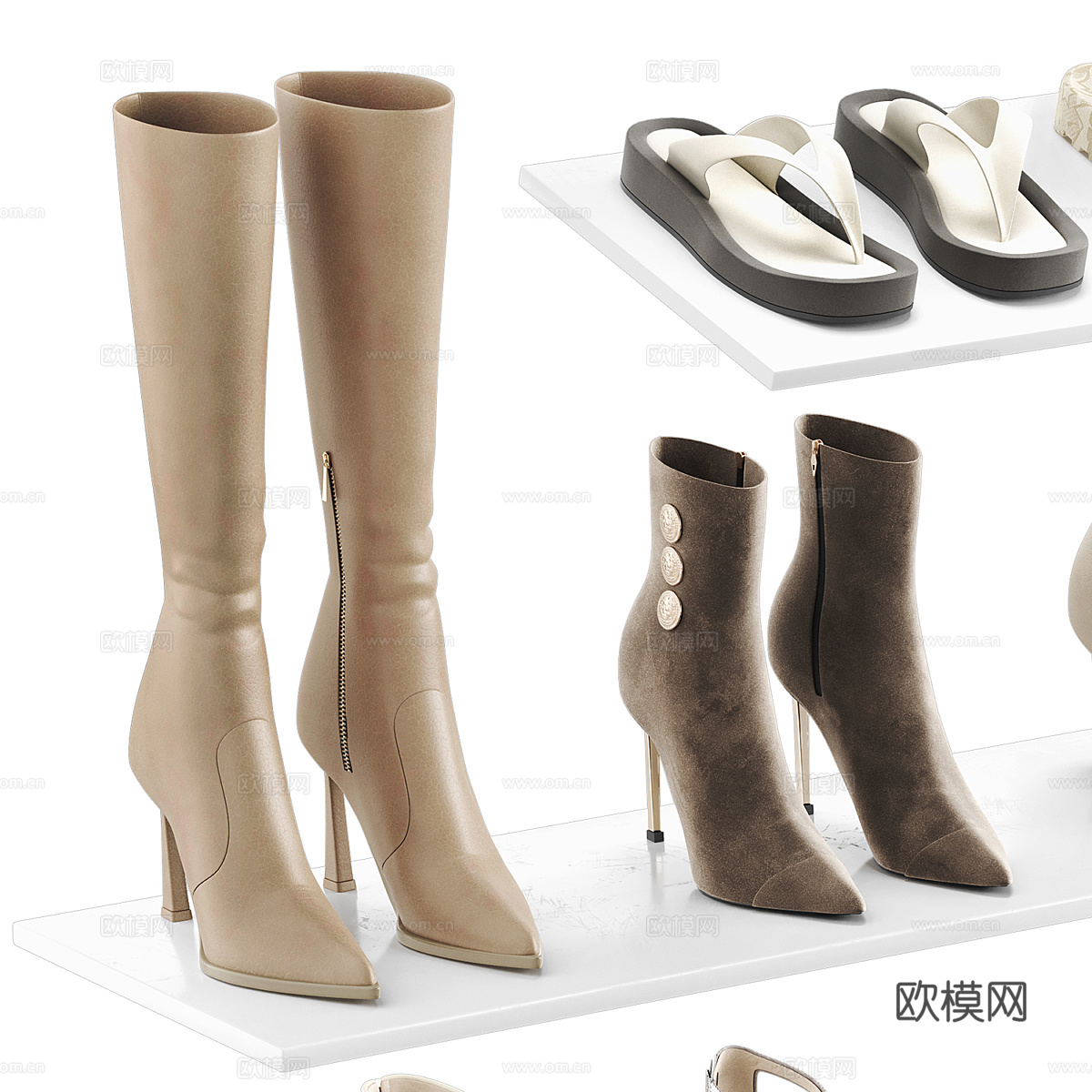 女鞋组合3d模型下载（渲染图3）