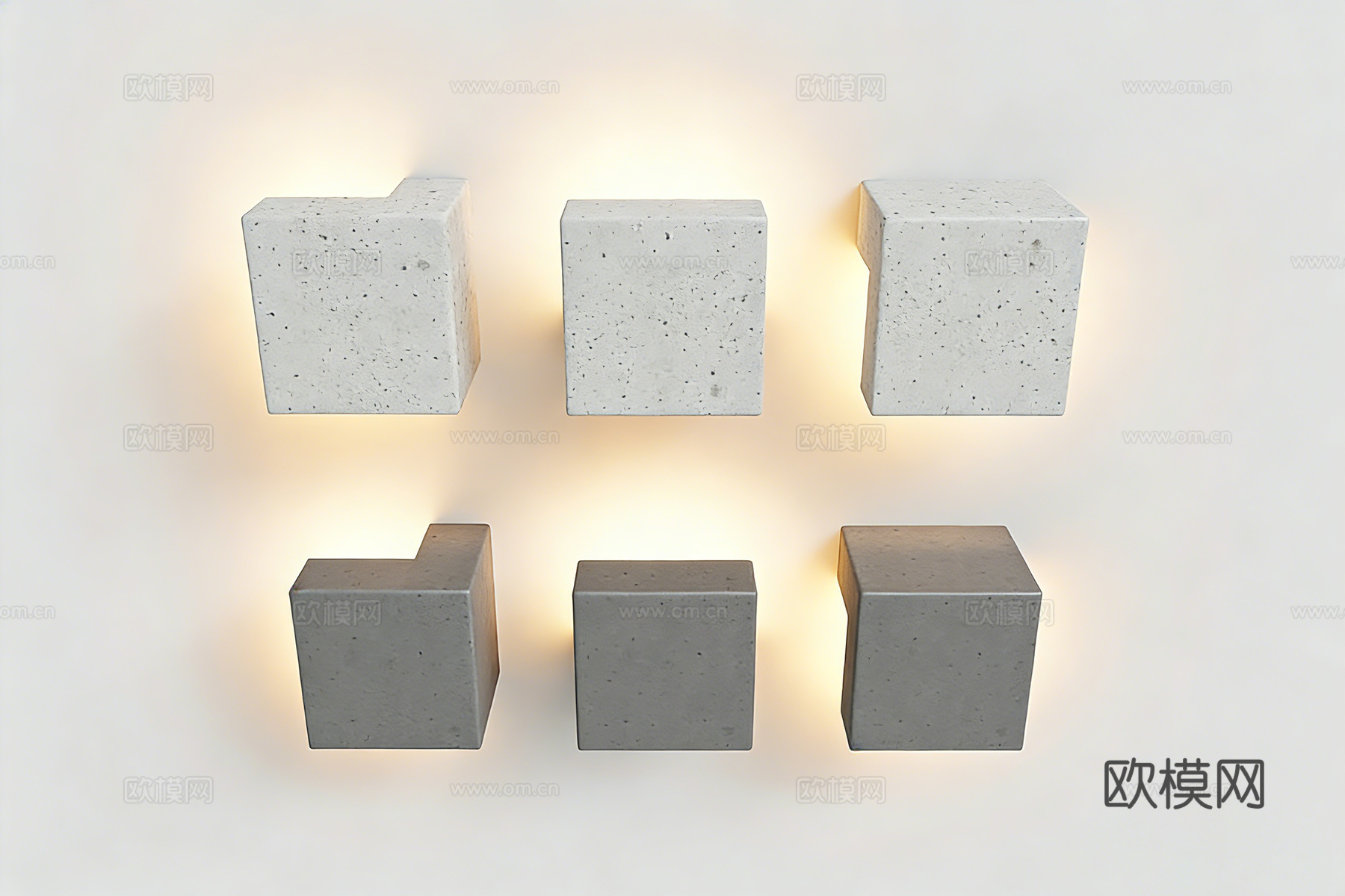 混凝土壁灯 工业风壁灯 几何造型壁灯 L形发光壁灯 嵌入式壁su模型