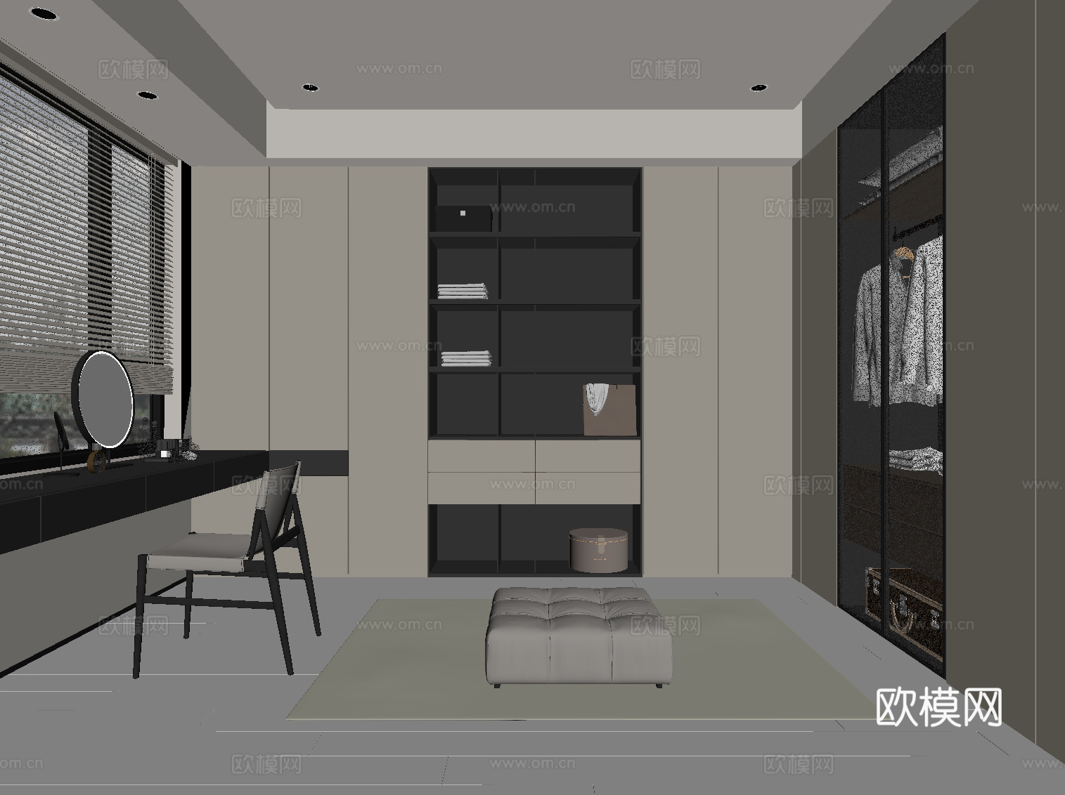 现代衣帽间su模型