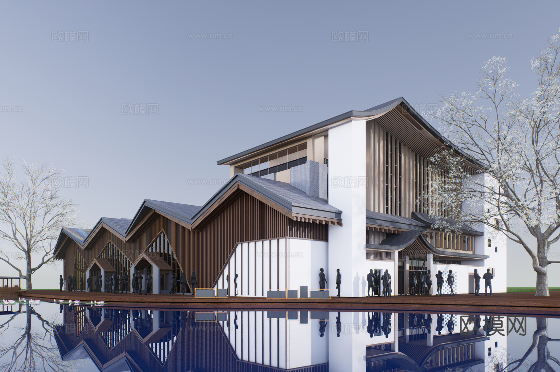 新中式酒店办公su模型