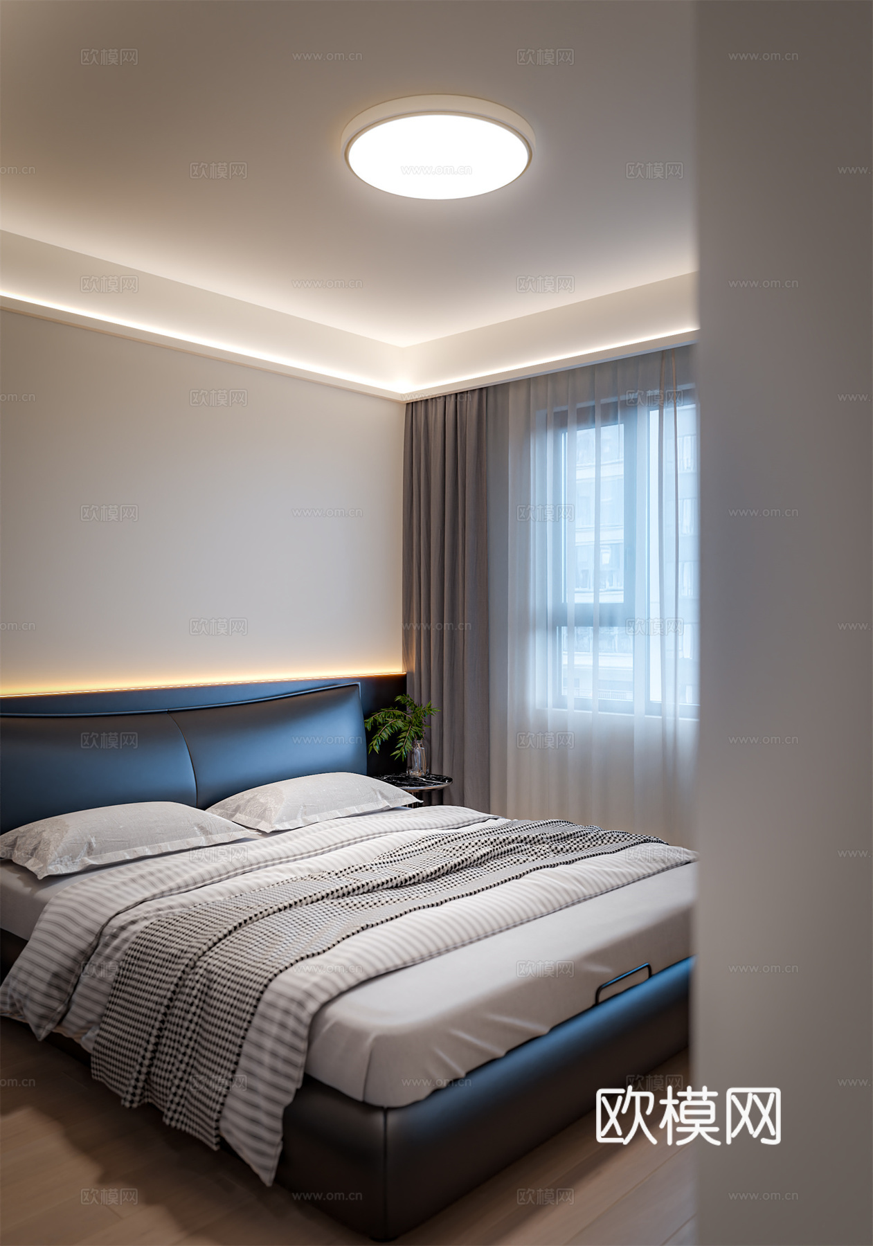 现代主卧全景3d模型