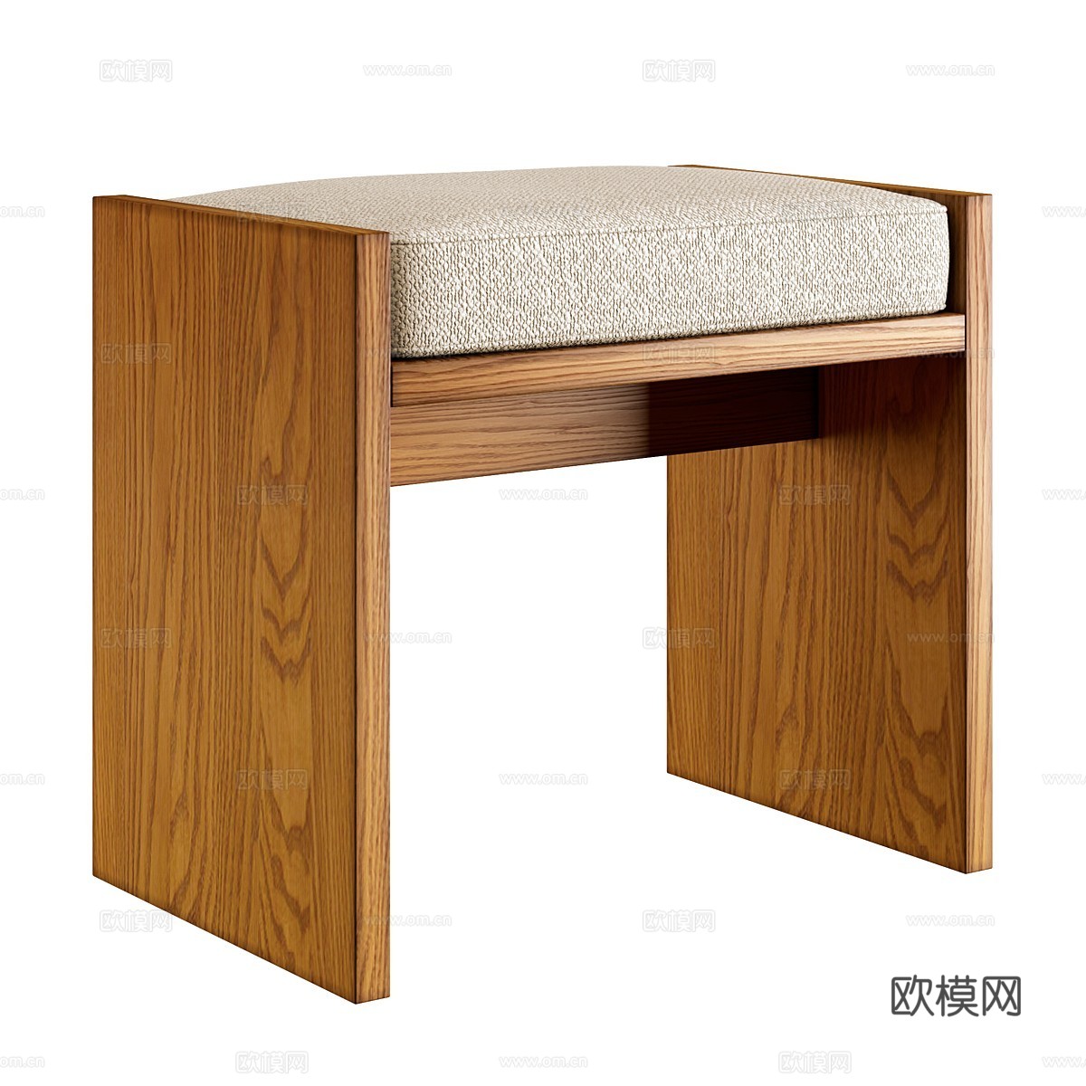 新中式 Chiesa 木凳 换鞋凳3d模型下载（渲染图1）