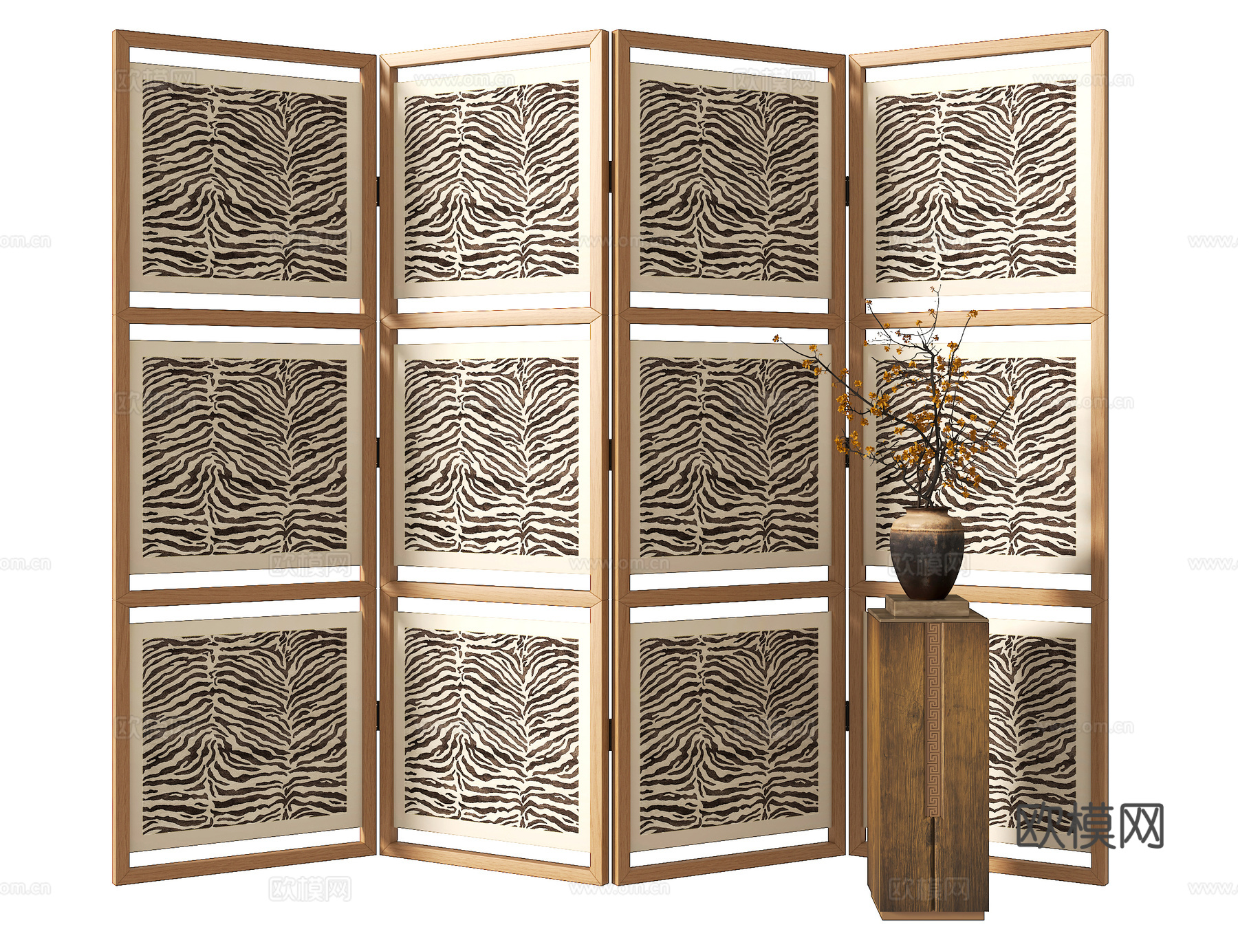 侘寂屏风隔断su模型