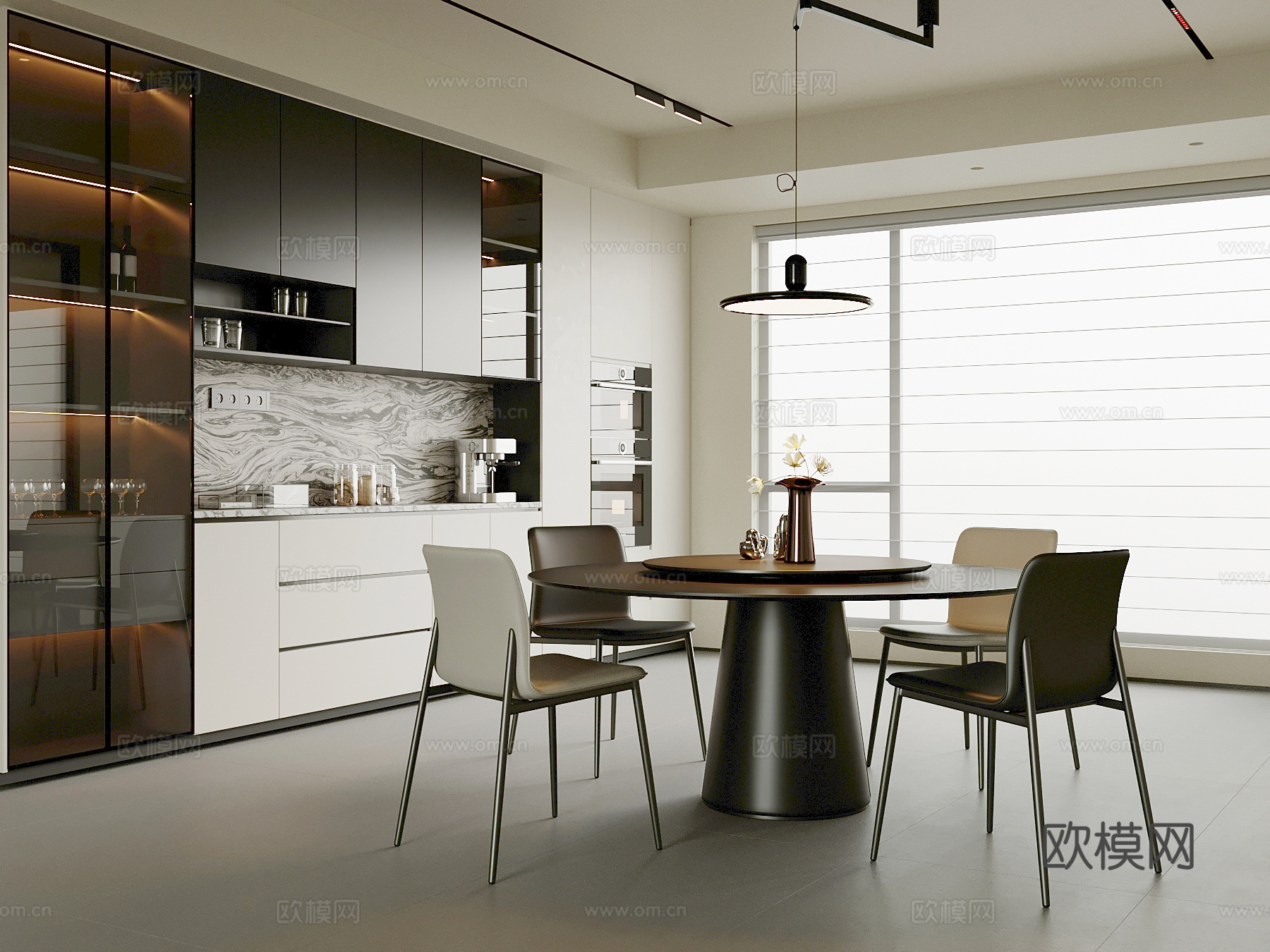 现代餐厅3d模型下载