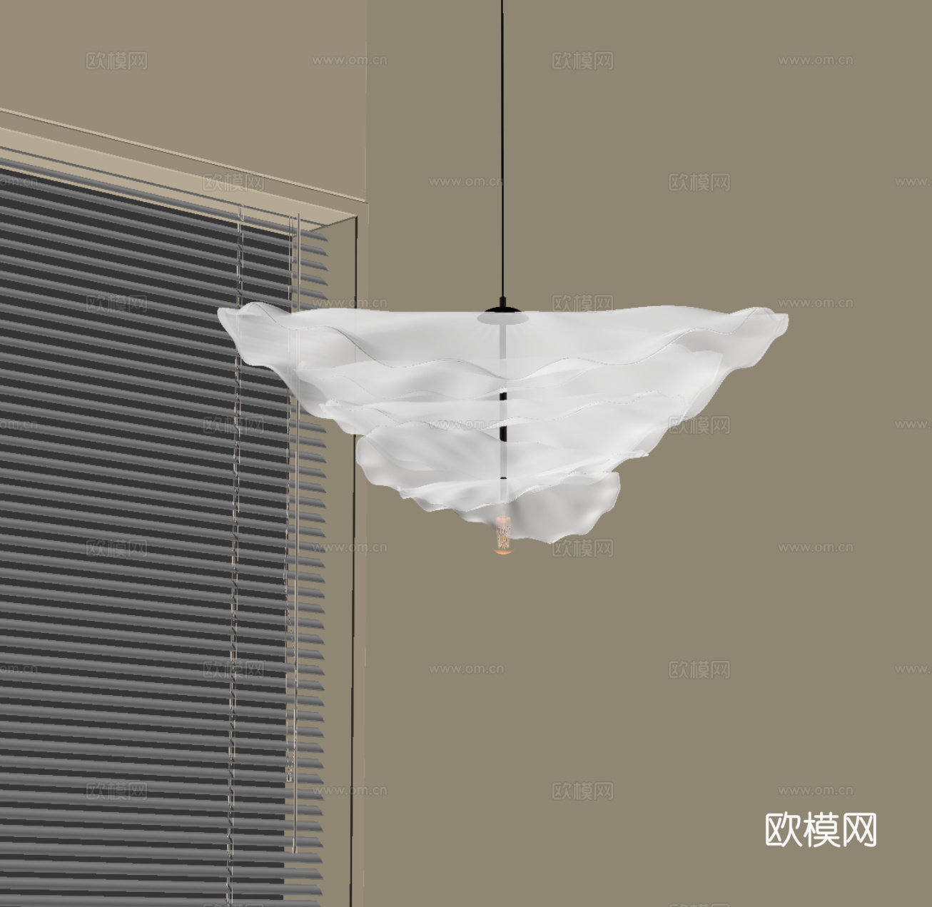 现代奶油风吊灯su模型