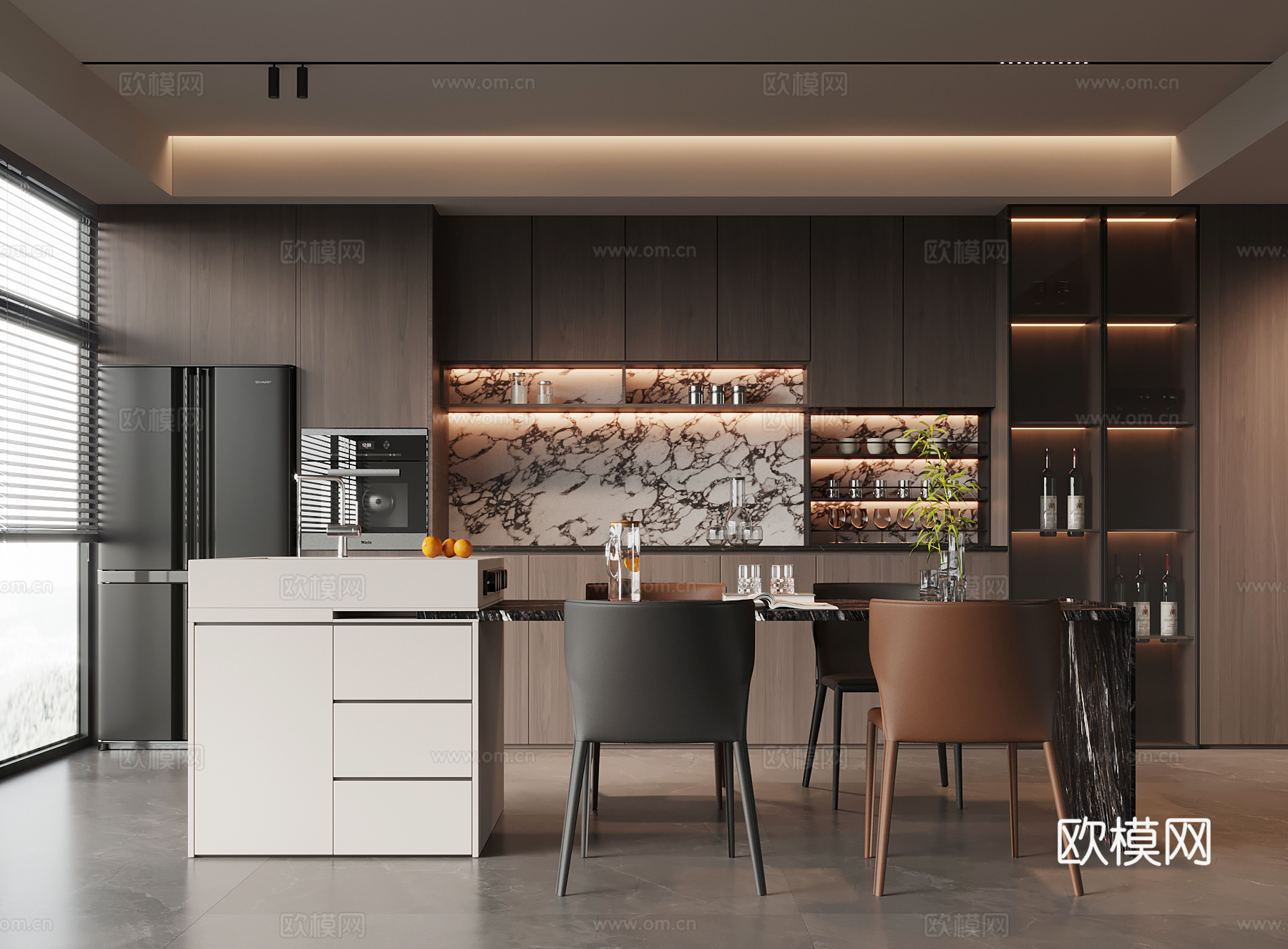 意式餐厅su模型